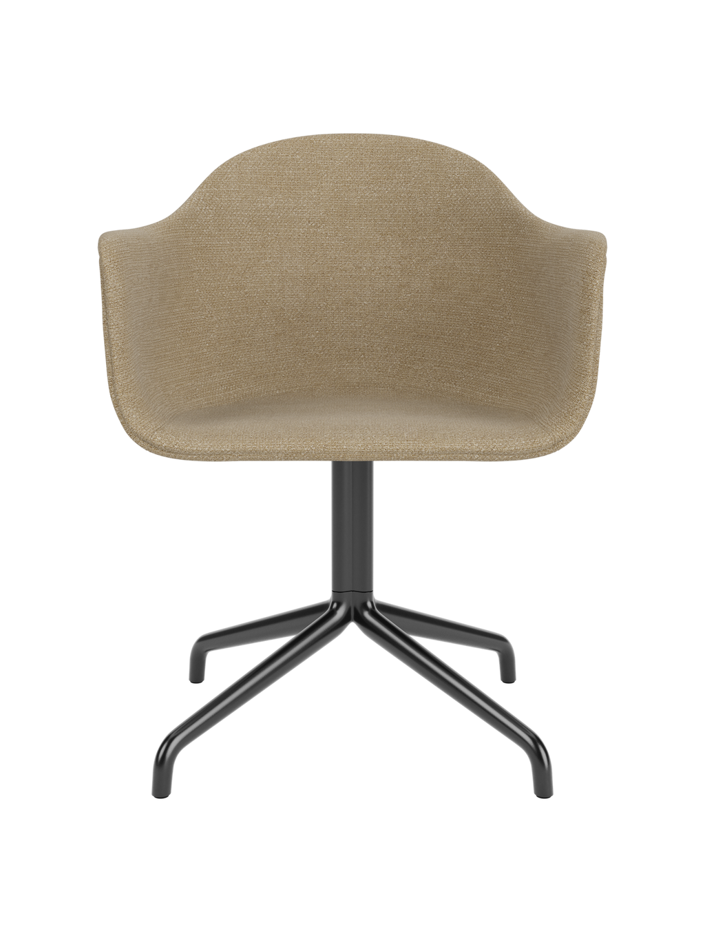 Chaise de salle à manger contemporaine rembourrée, piétement étoile pivotant noir, avec coque ergonomique, pour salle à manger et bureau