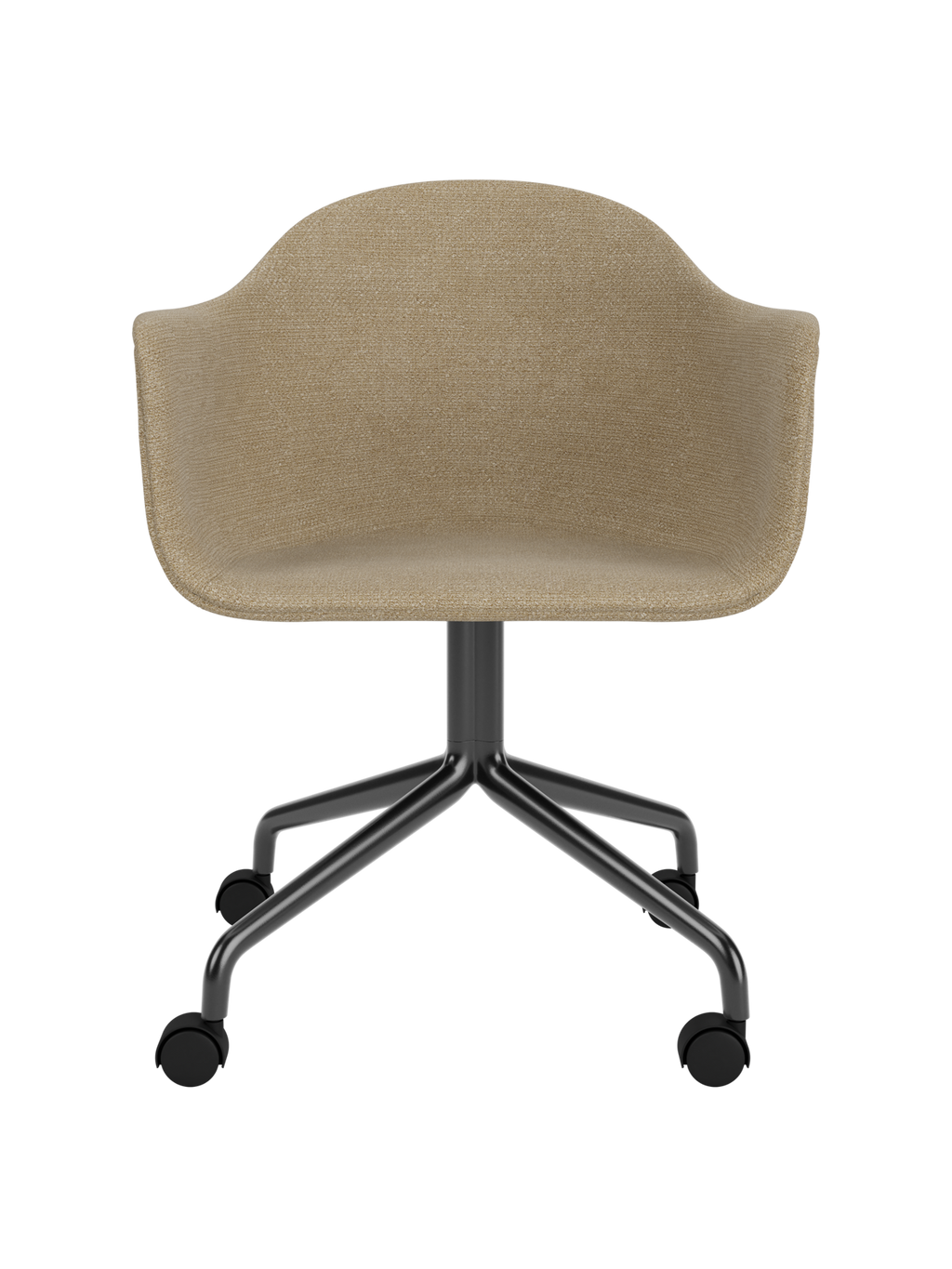Chaise de salle à manger contemporaine rembourrée, base pivotante noire en étoile avec roulettes pour bureau et salle à manger