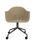 Chaise de salle à manger contemporaine rembourrée, base pivotante noire en étoile avec roulettes pour bureau et salle à manger