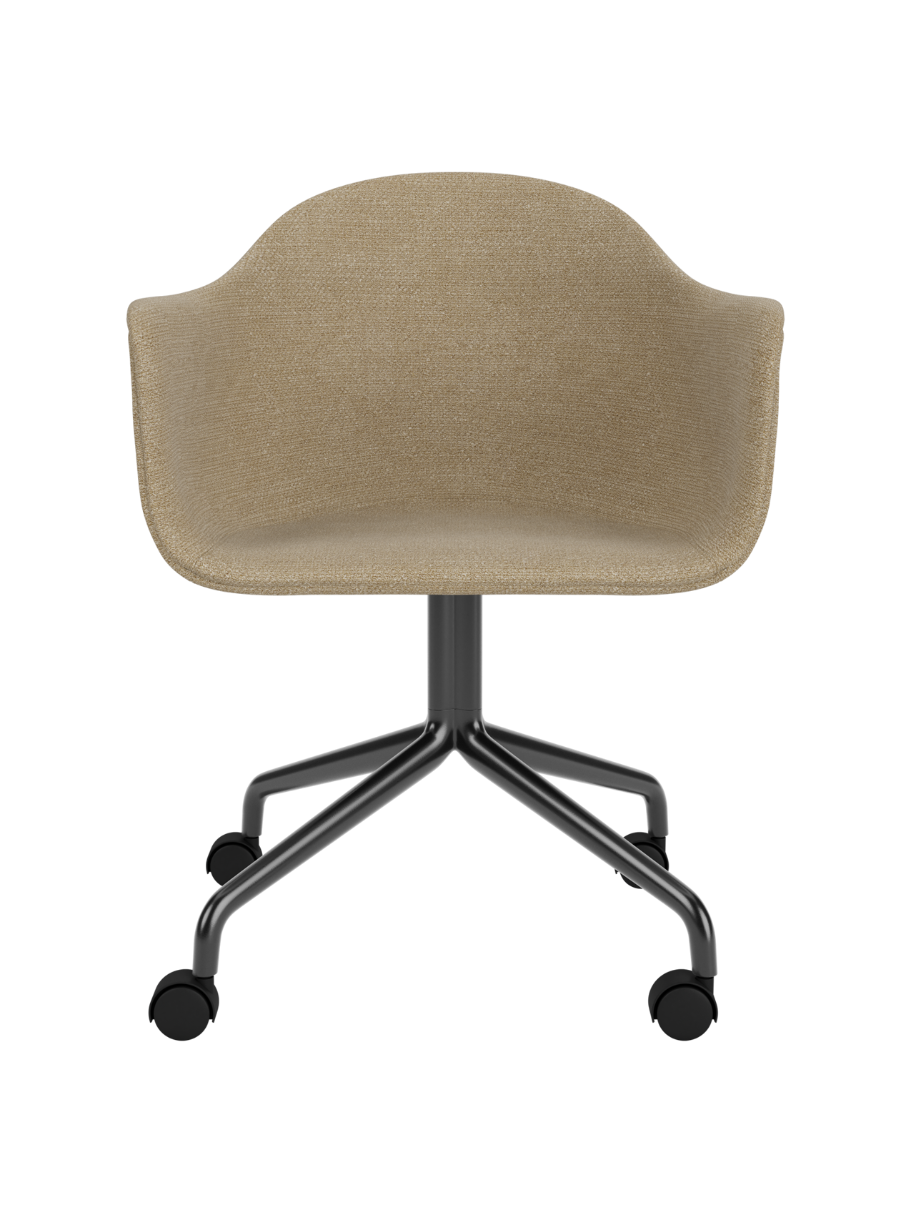 Chaise de salle à manger contemporaine rembourrée, base pivotante noire en étoile avec roulettes pour bureau et salle à manger