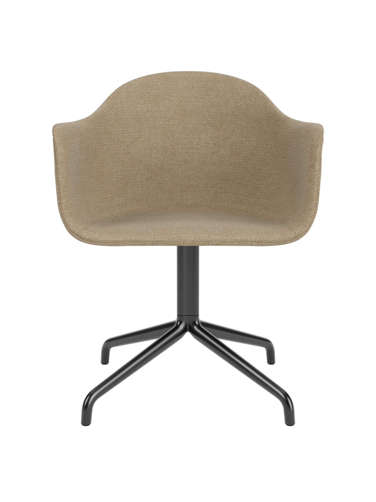 Chaise de salle à manger contemporaine rembourrée, piétement étoile pivotant noir, avec coque ergonomique, pour salle à manger et bureau