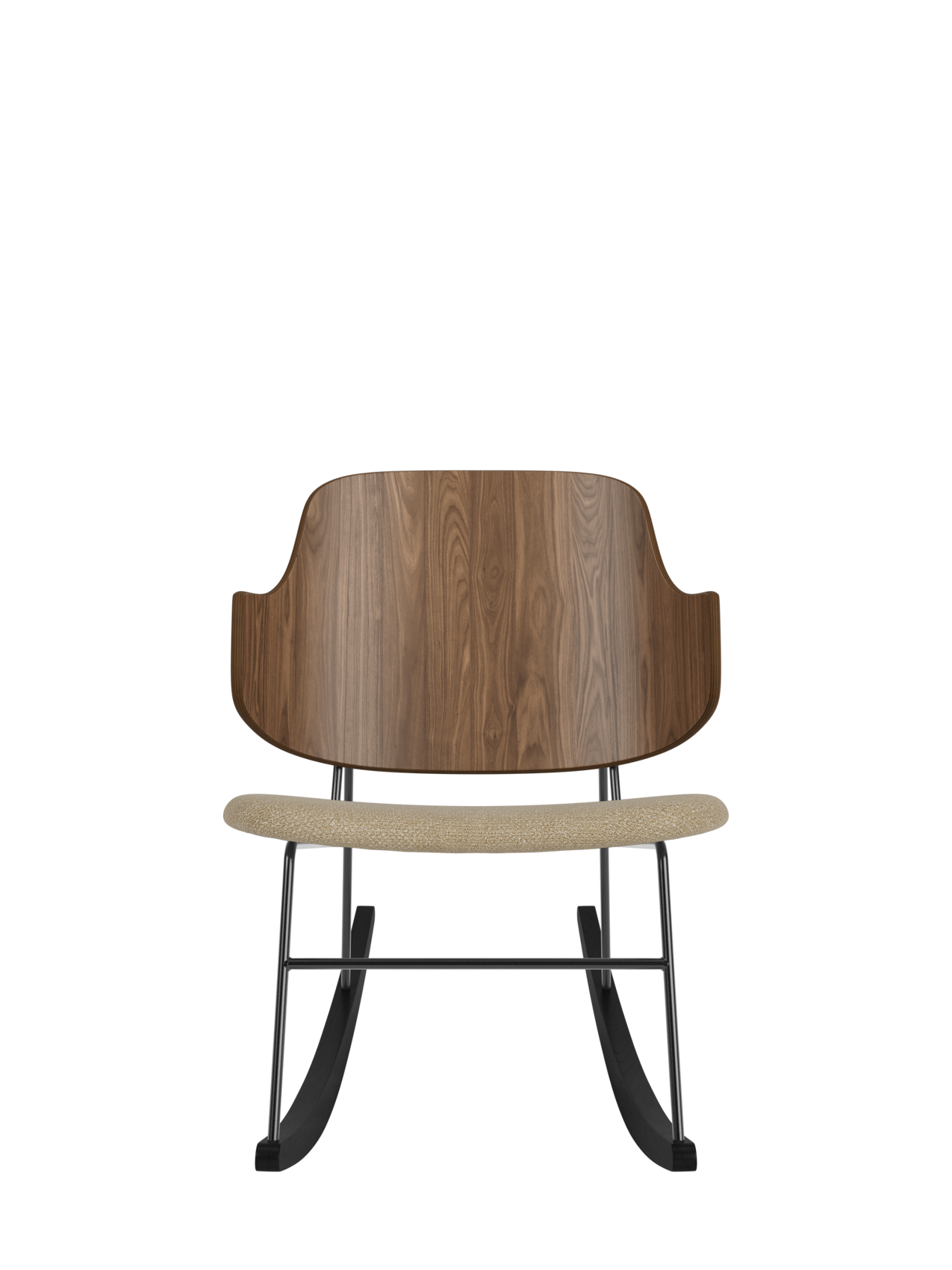Fauteuil à bascule en placage de chêne avec cadre en acier pour salon et chambre