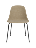 Chaise de salle à manger contemporaine rembourrée, piètement en acier noir avec coque compacte, pour salle à manger et bureau