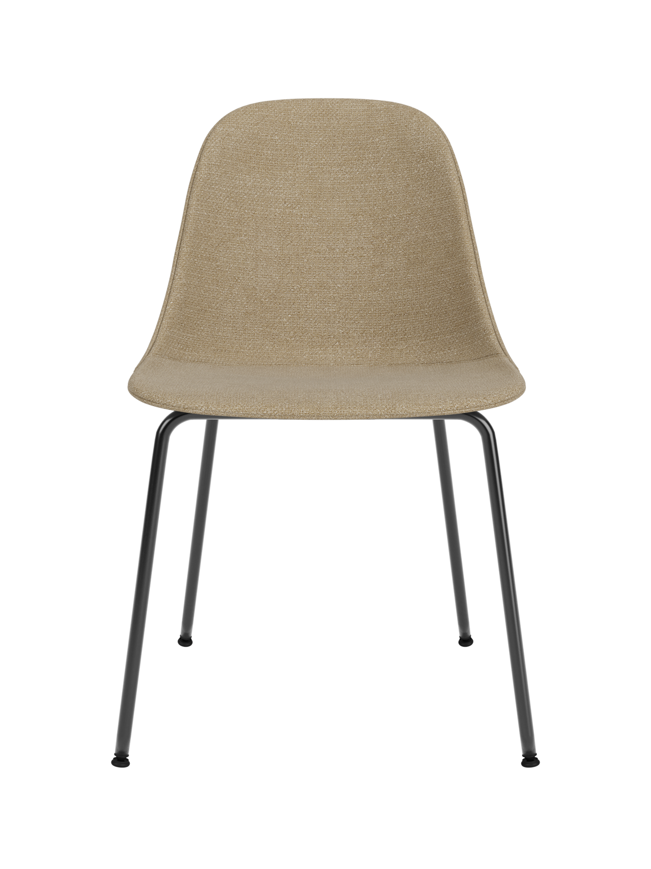 Chaise de salle à manger contemporaine rembourrée, piètement en acier noir avec coque compacte, pour salle à manger et bureau