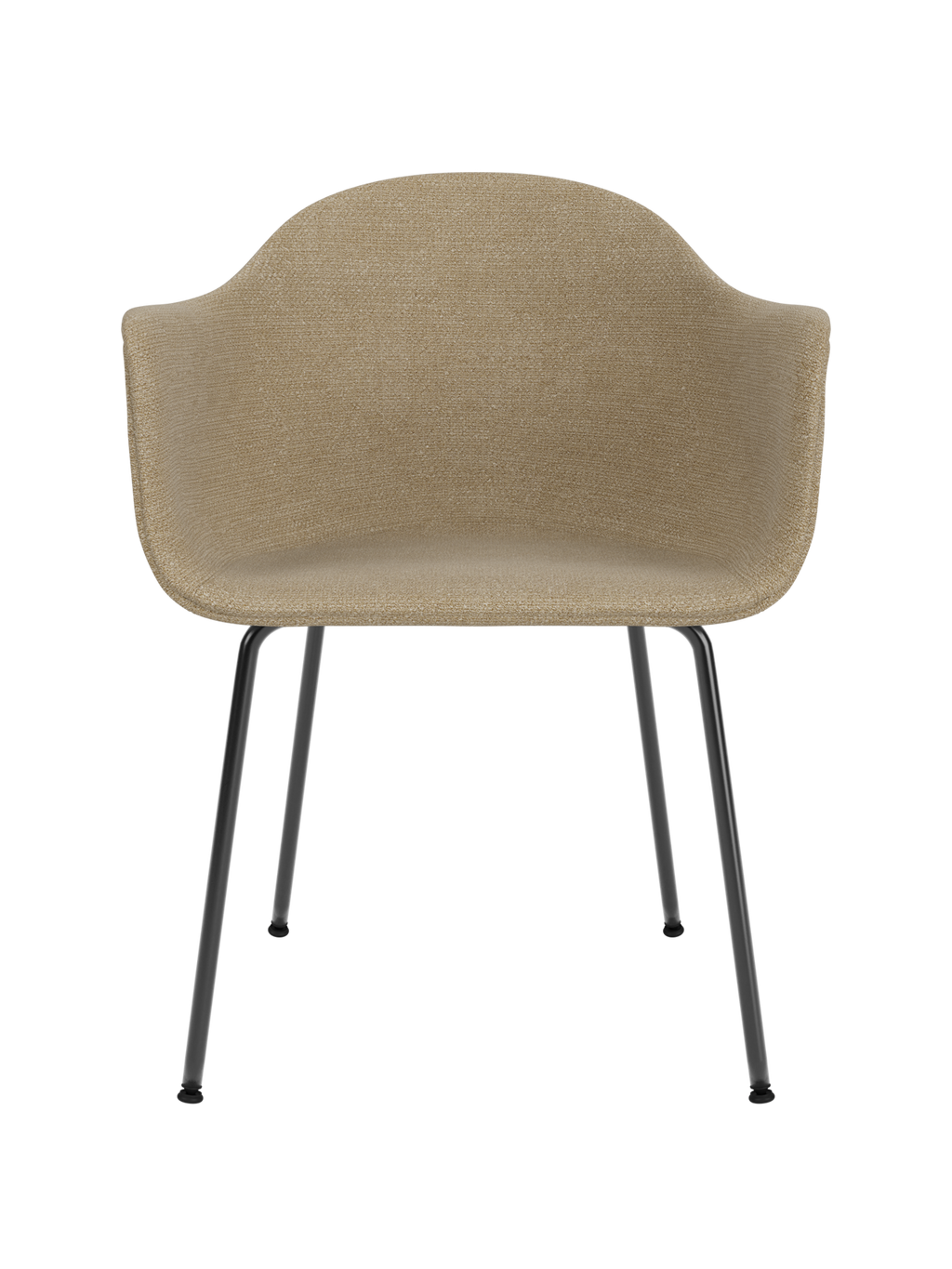 Chaise de salle à manger contemporaine rembourrée, piètement en acier noir avec dossier haut ergonomique pour salle à manger et bureau.