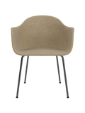 Chaise de salle à manger contemporaine rembourrée, piètement en acier noir avec dossier haut ergonomique pour salle à manger et bureau.