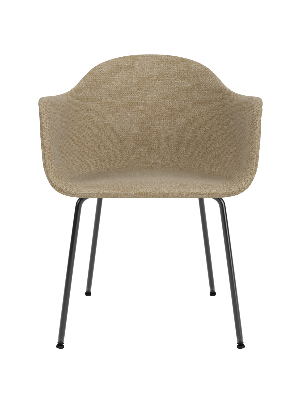 Chaise de salle à manger contemporaine rembourrée, piètement en acier noir avec dossier haut ergonomique pour salle à manger et bureau.