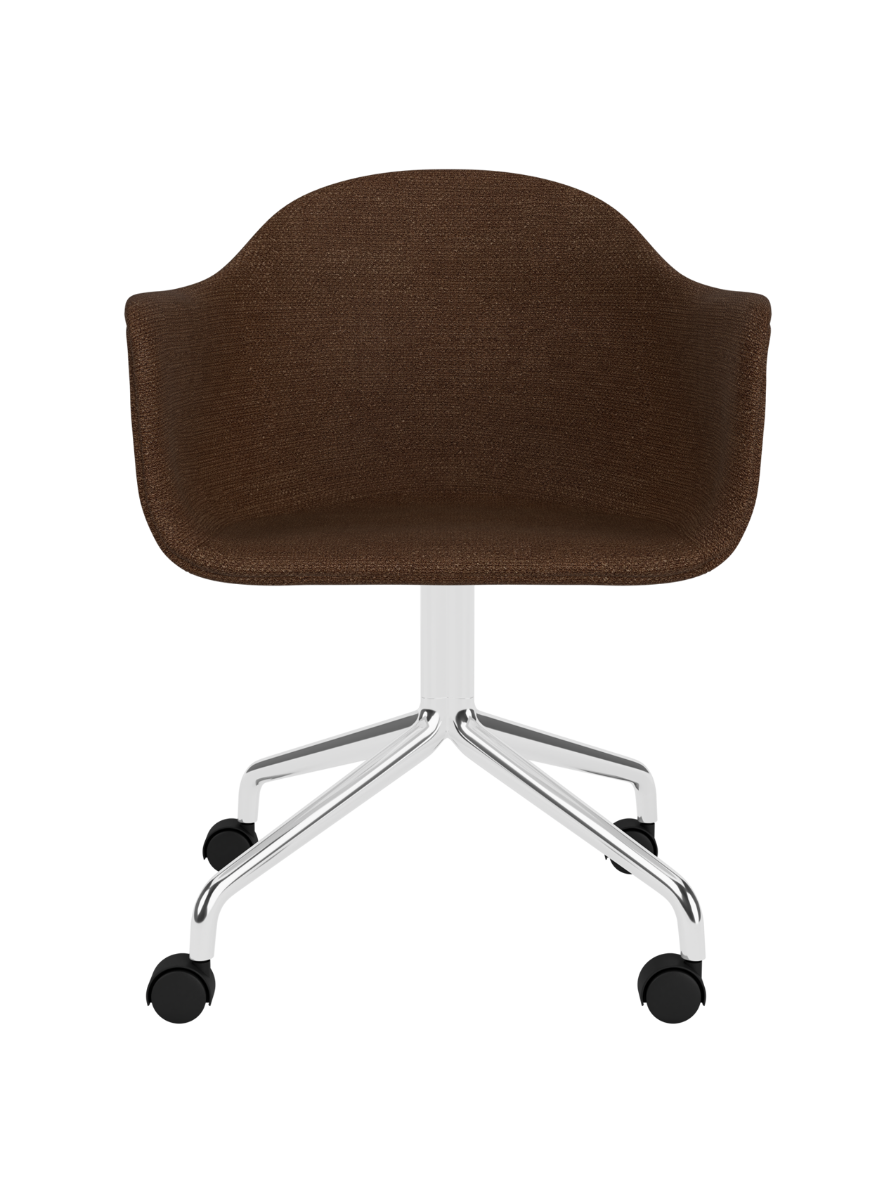 Chaise de salle à manger contemporaine rembourrée, piètement étoile pivotant en aluminium poli avec roulettes pour bureau et salle à manger