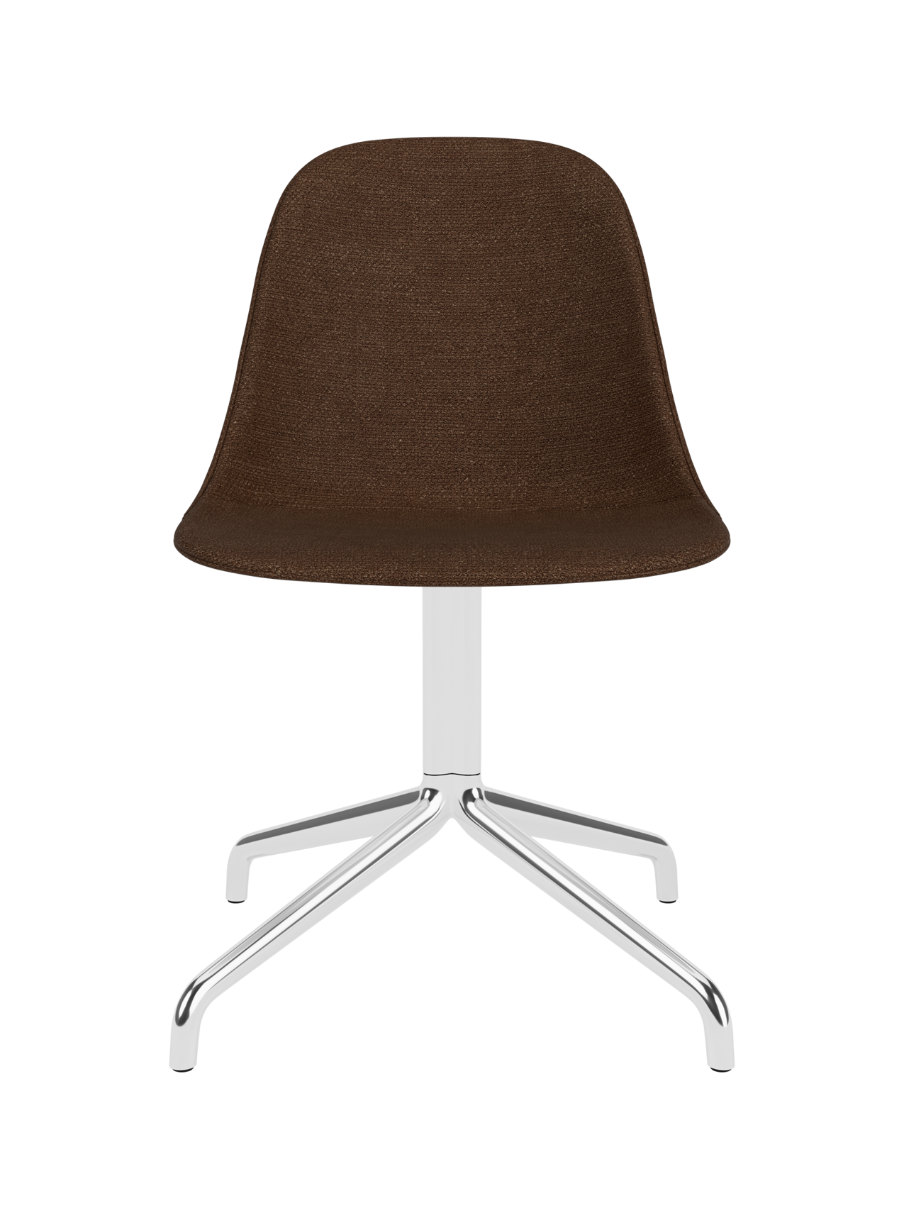 Chaise de salle à manger latérale contemporaine rembourrée avec base pivotante en aluminium poli pour salle à manger et bureau