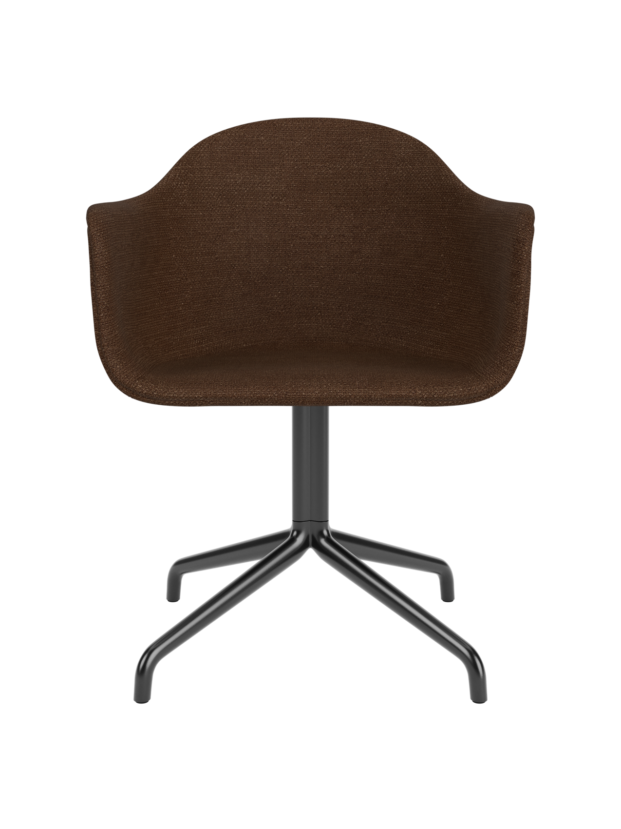 Chaise de salle à manger contemporaine rembourrée, piétement étoile pivotant noir, avec coque ergonomique, pour salle à manger et bureau