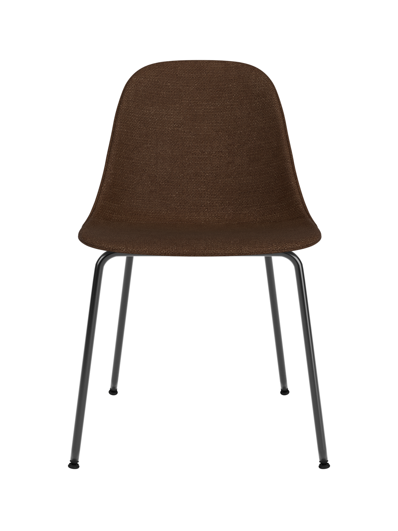 Chaise de salle à manger contemporaine rembourrée, piètement en acier noir avec coque compacte, pour salle à manger et bureau