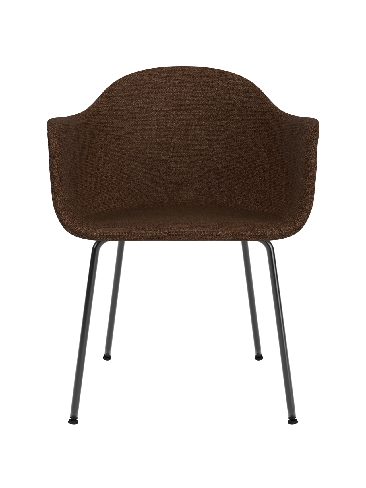 Chaise de salle à manger contemporaine rembourrée, piètement en acier noir avec dossier haut ergonomique pour salle à manger et bureau.