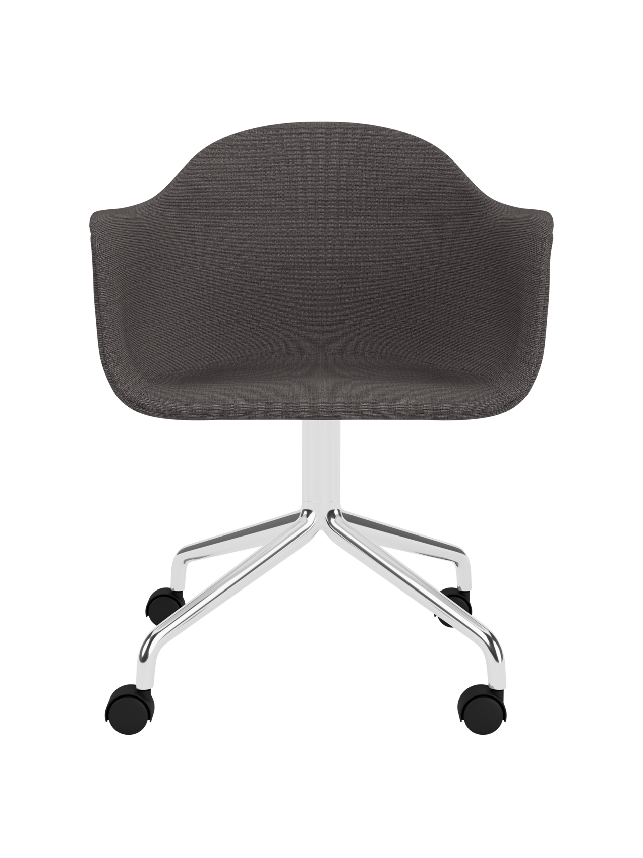 Chaise de salle à manger contemporaine rembourrée, piètement étoile pivotant en aluminium poli avec roulettes pour bureau et salle à manger
