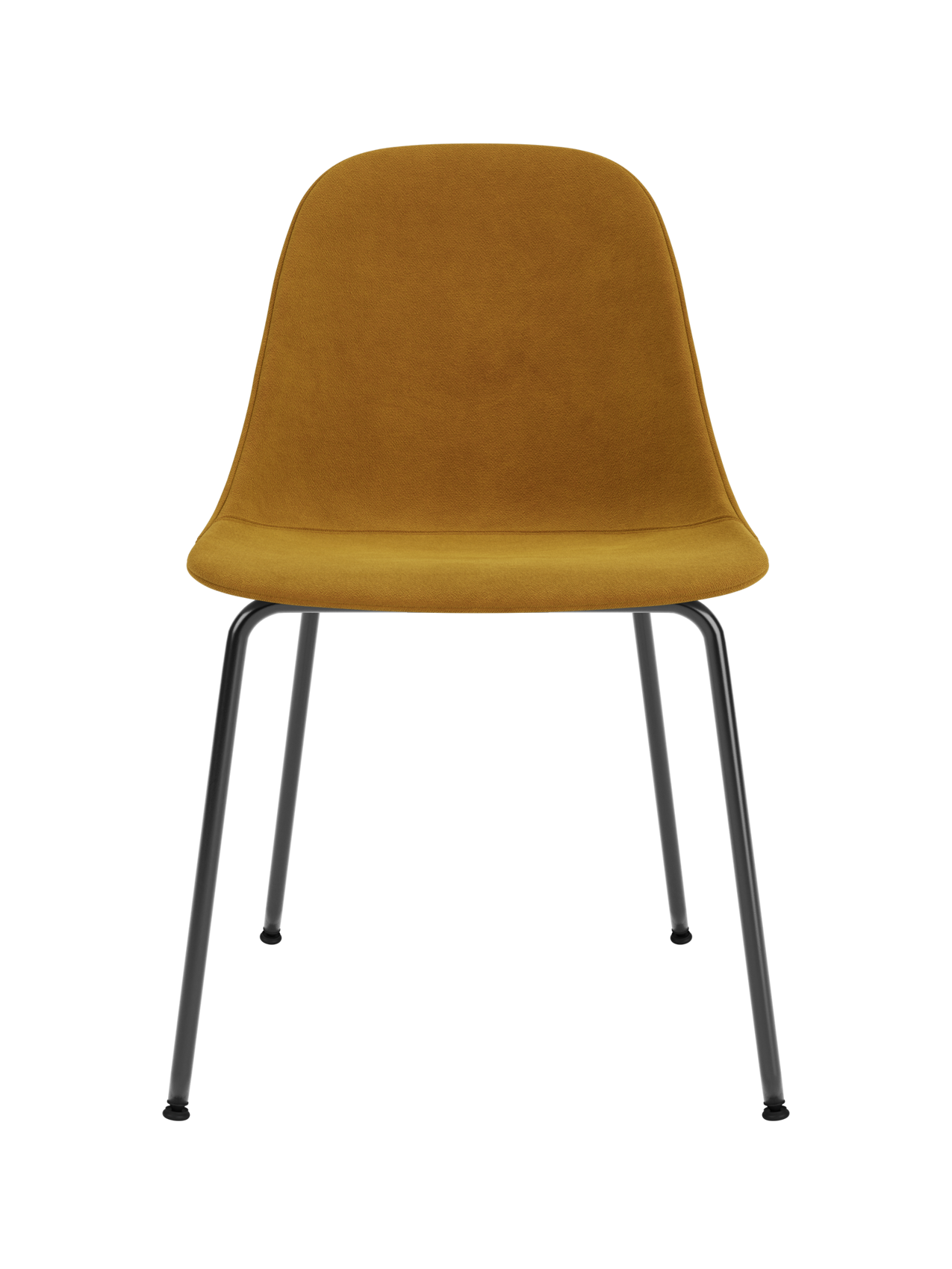 Chaise de salle à manger contemporaine rembourrée, piètement en acier noir avec coque compacte, pour salle à manger et bureau