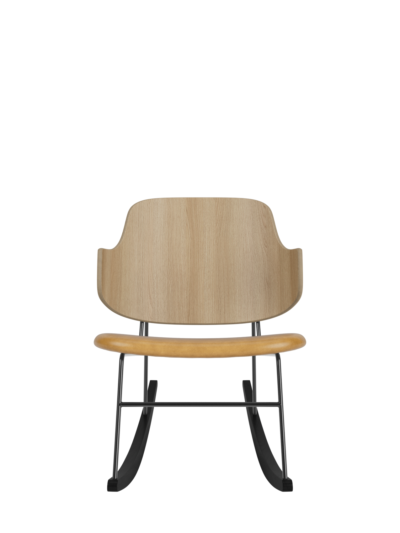 Fauteuil à bascule en placage de chêne avec cadre en acier pour salon et chambre