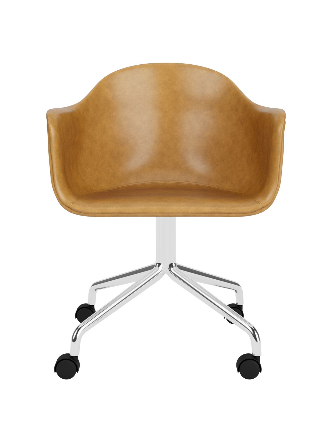 Chaise de salle à manger contemporaine rembourrée, piètement étoile pivotant en aluminium poli avec roulettes pour bureau et salle à manger