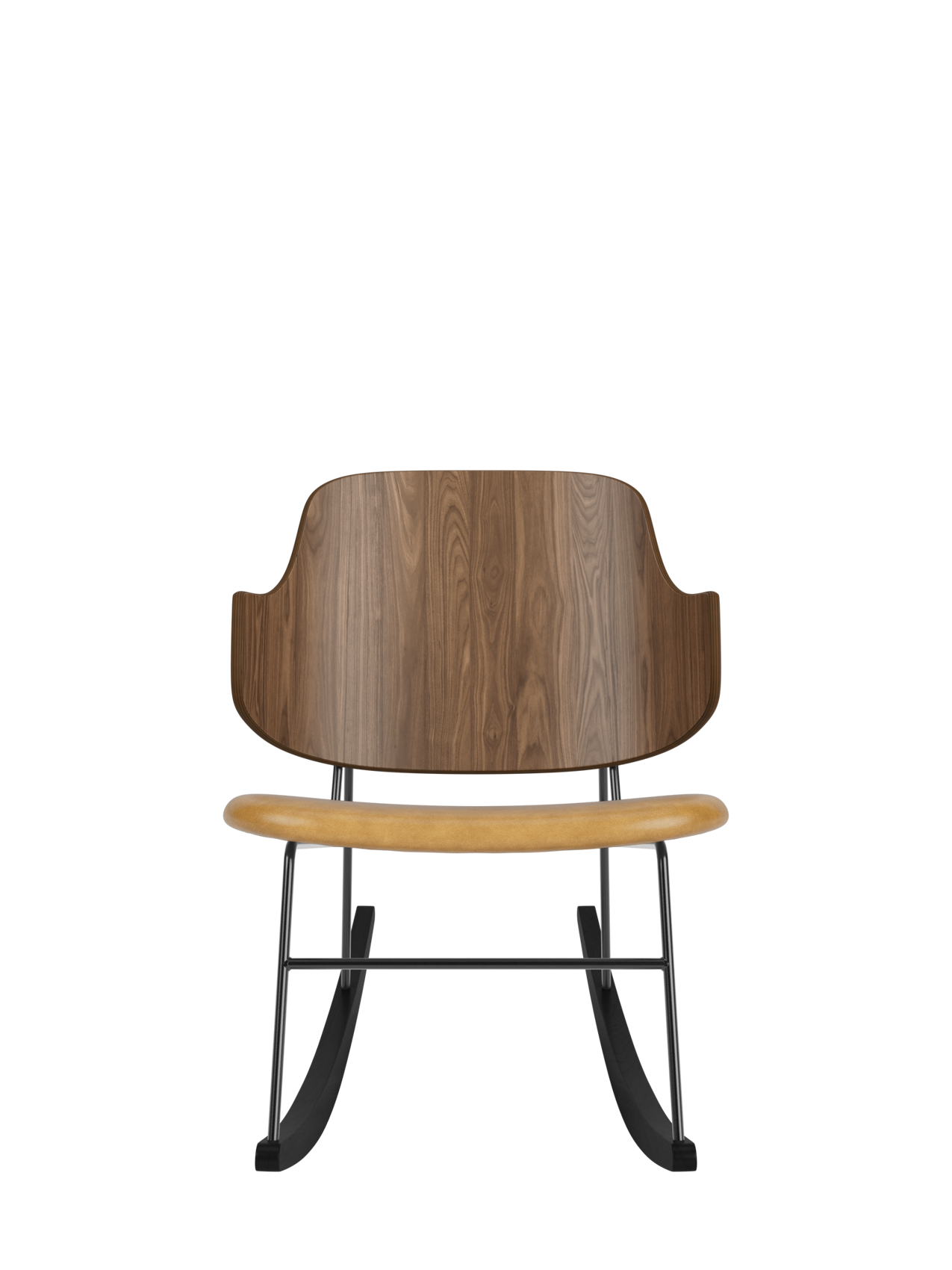 Fauteuil à bascule en placage de chêne avec cadre en acier pour salon et chambre