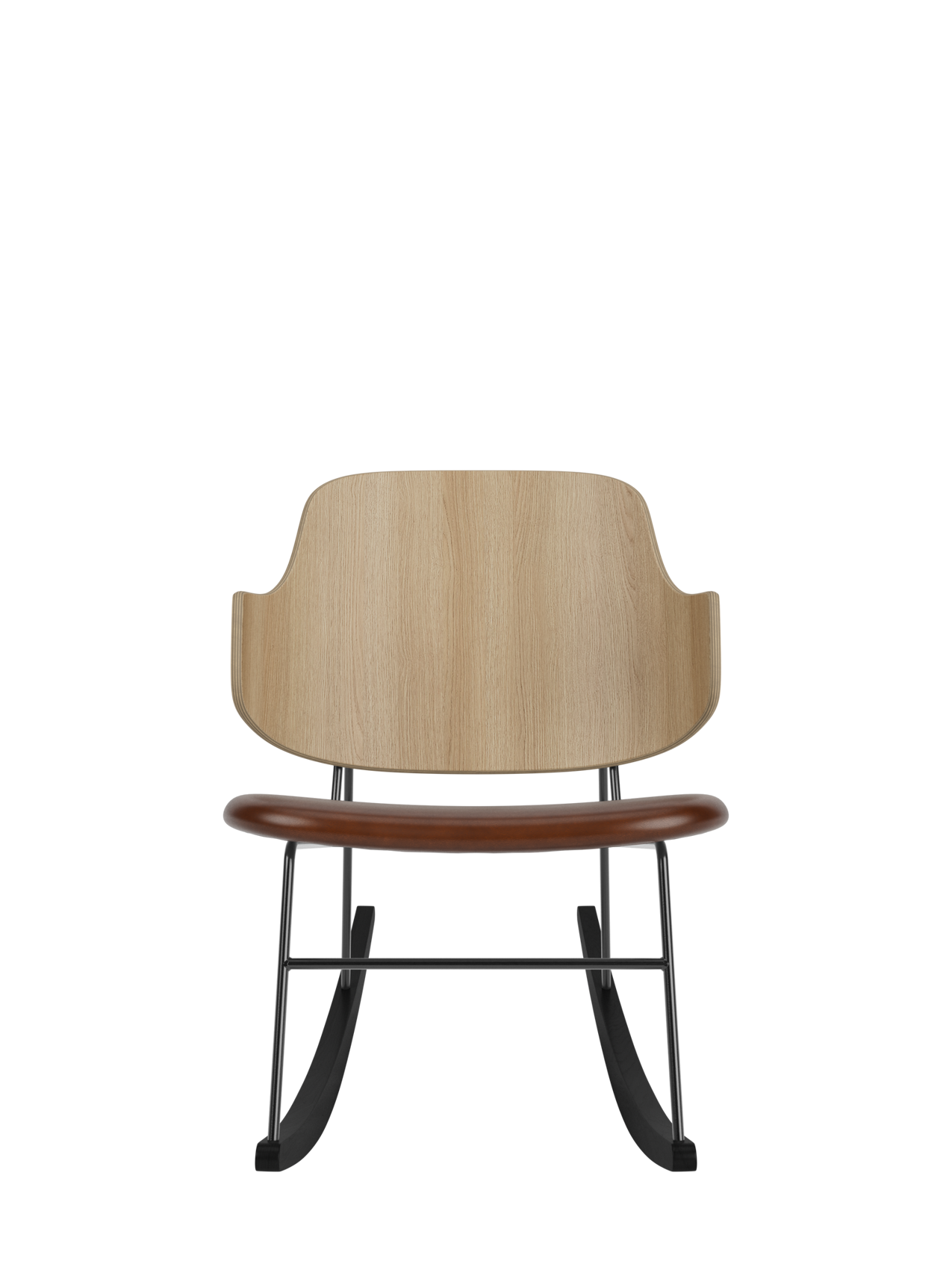 Fauteuil à bascule en placage de chêne avec cadre en acier pour salon et chambre