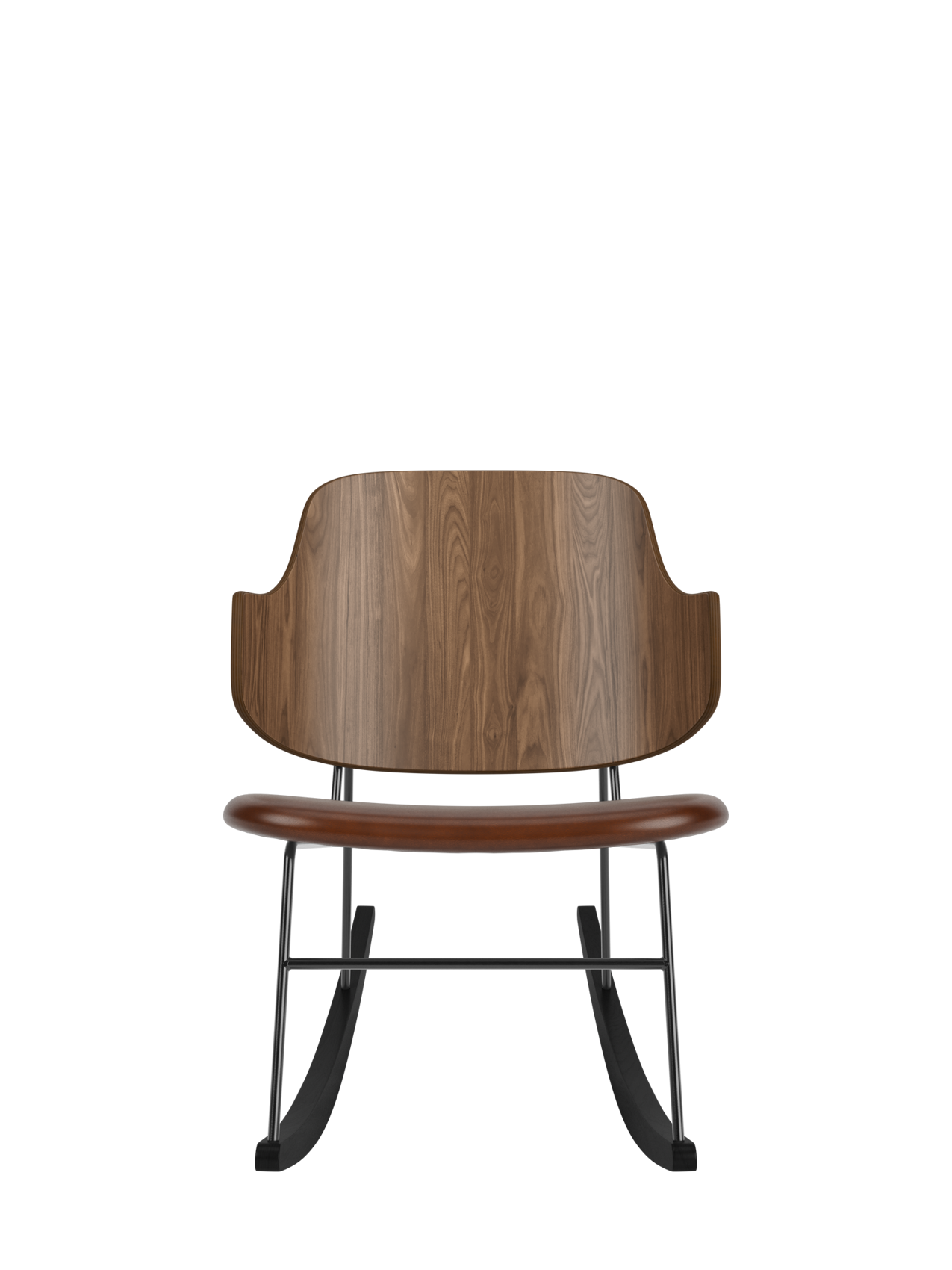 Fauteuil à bascule en placage de chêne avec cadre en acier pour salon et chambre