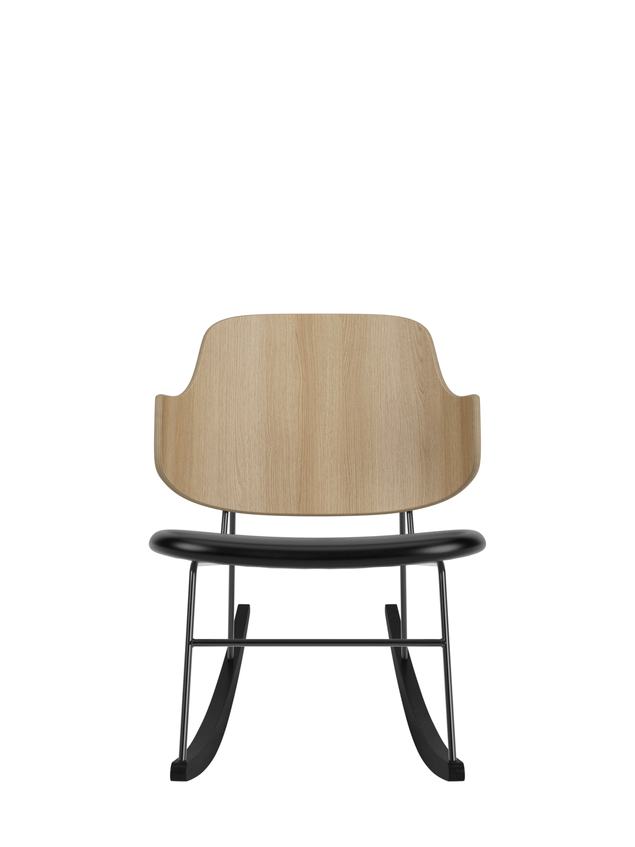 Fauteuil à bascule en placage de chêne avec cadre en acier pour salon et chambre