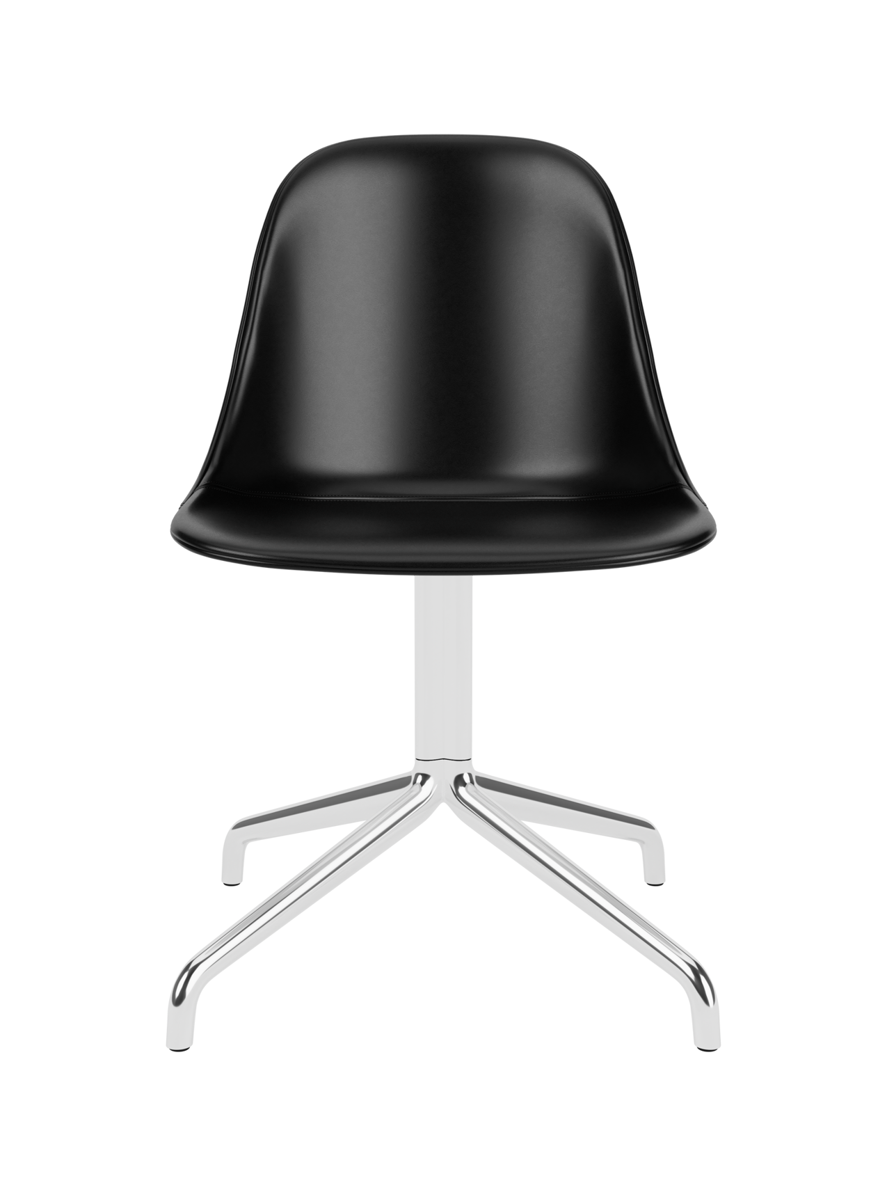 Chaise de salle à manger latérale contemporaine rembourrée avec base pivotante en aluminium poli pour salle à manger et bureau
