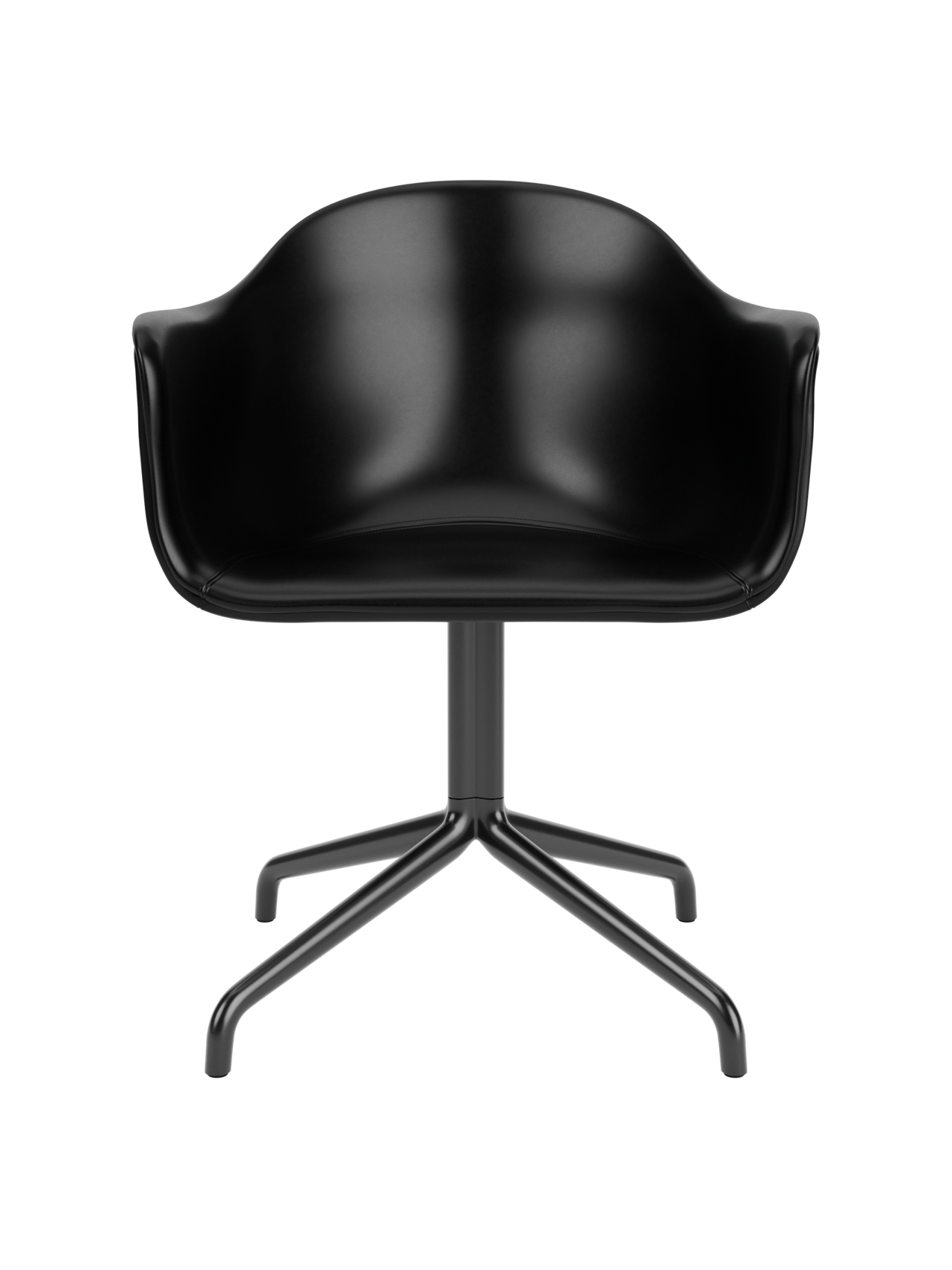 Chaise de salle à manger contemporaine rembourrée, piétement étoile pivotant noir, avec coque ergonomique, pour salle à manger et bureau