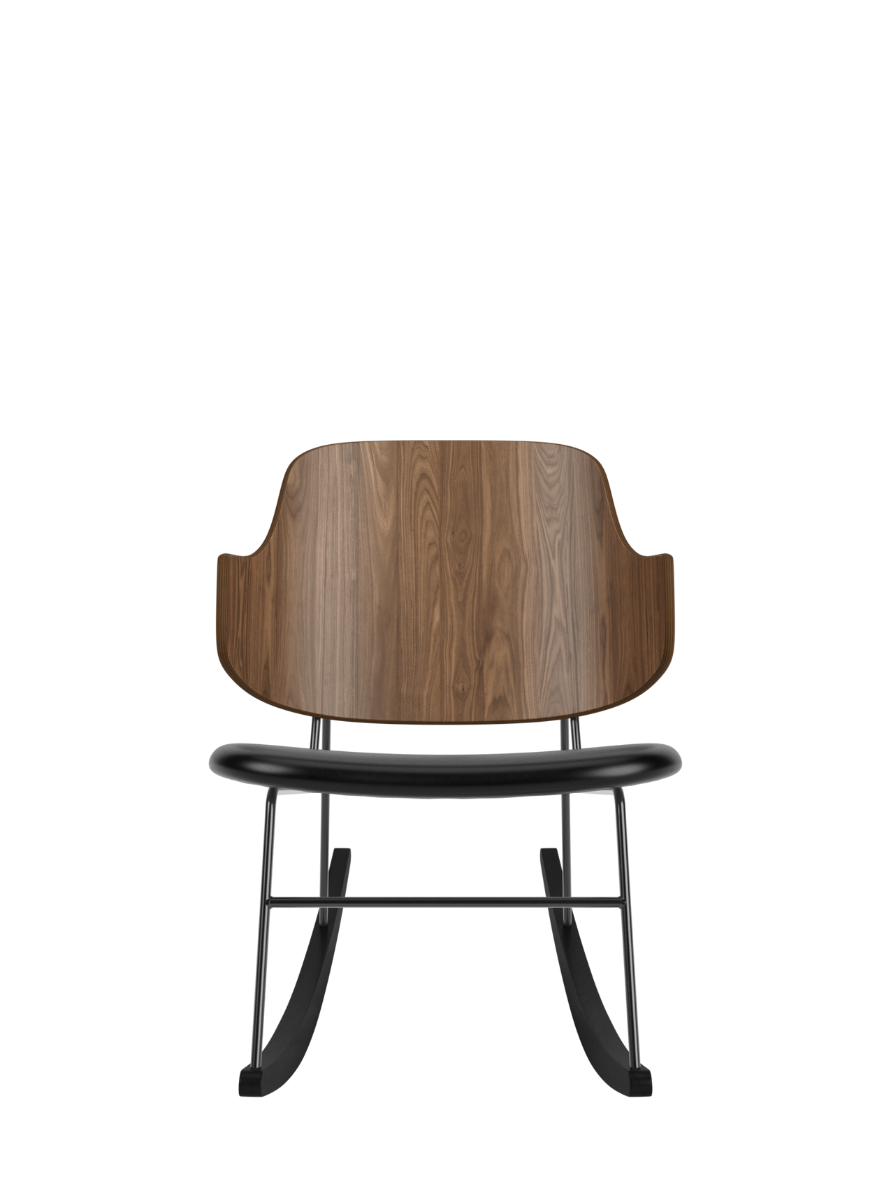 Fauteuil à bascule en placage de chêne avec cadre en acier pour salon et chambre