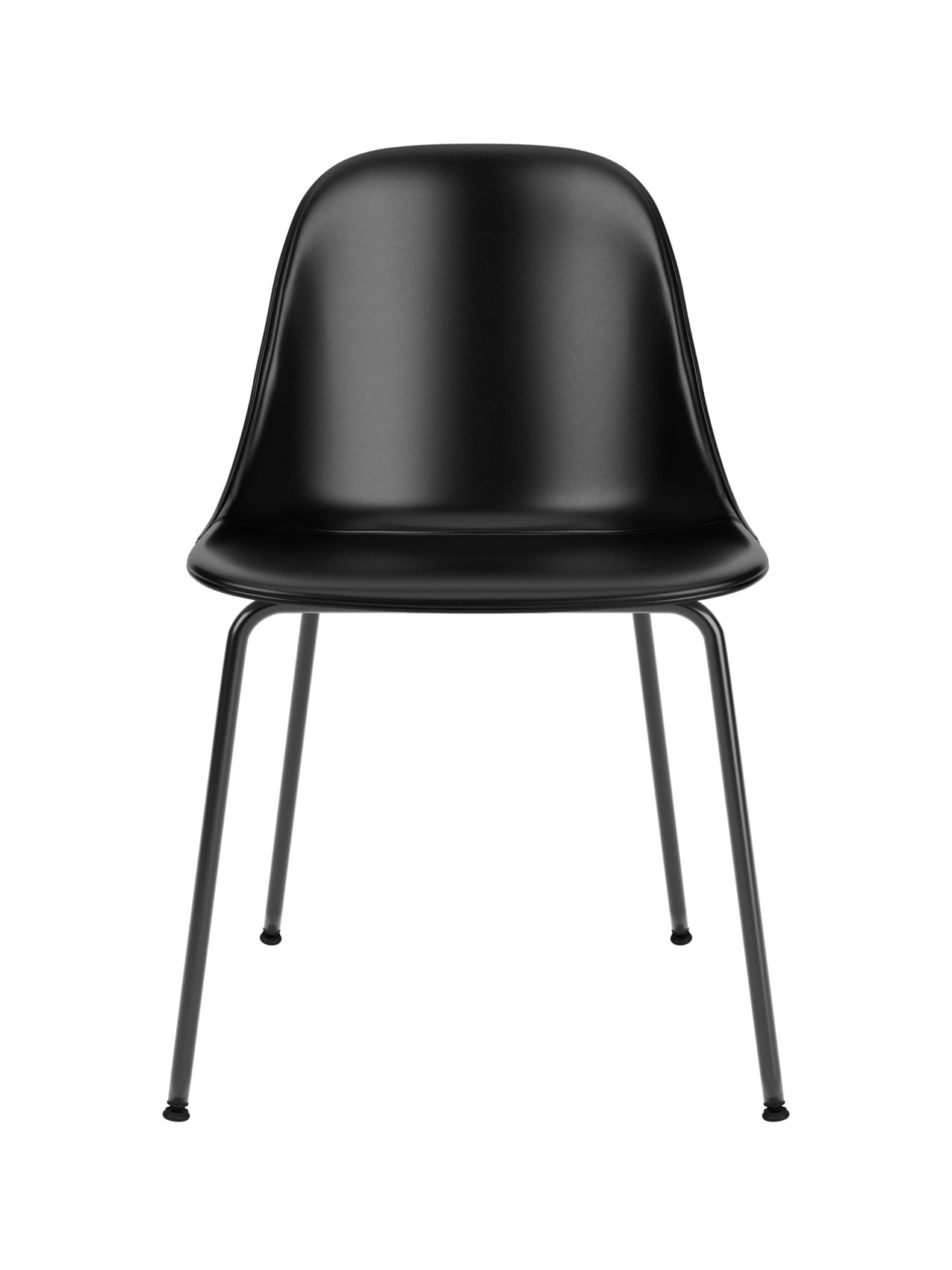 Chaise de salle à manger contemporaine rembourrée, piètement en acier noir avec coque compacte, pour salle à manger et bureau