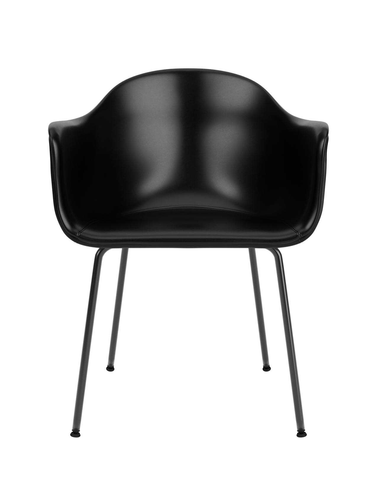 Chaise de salle à manger contemporaine rembourrée, piètement en acier noir avec dossier haut ergonomique pour salle à manger et bureau.