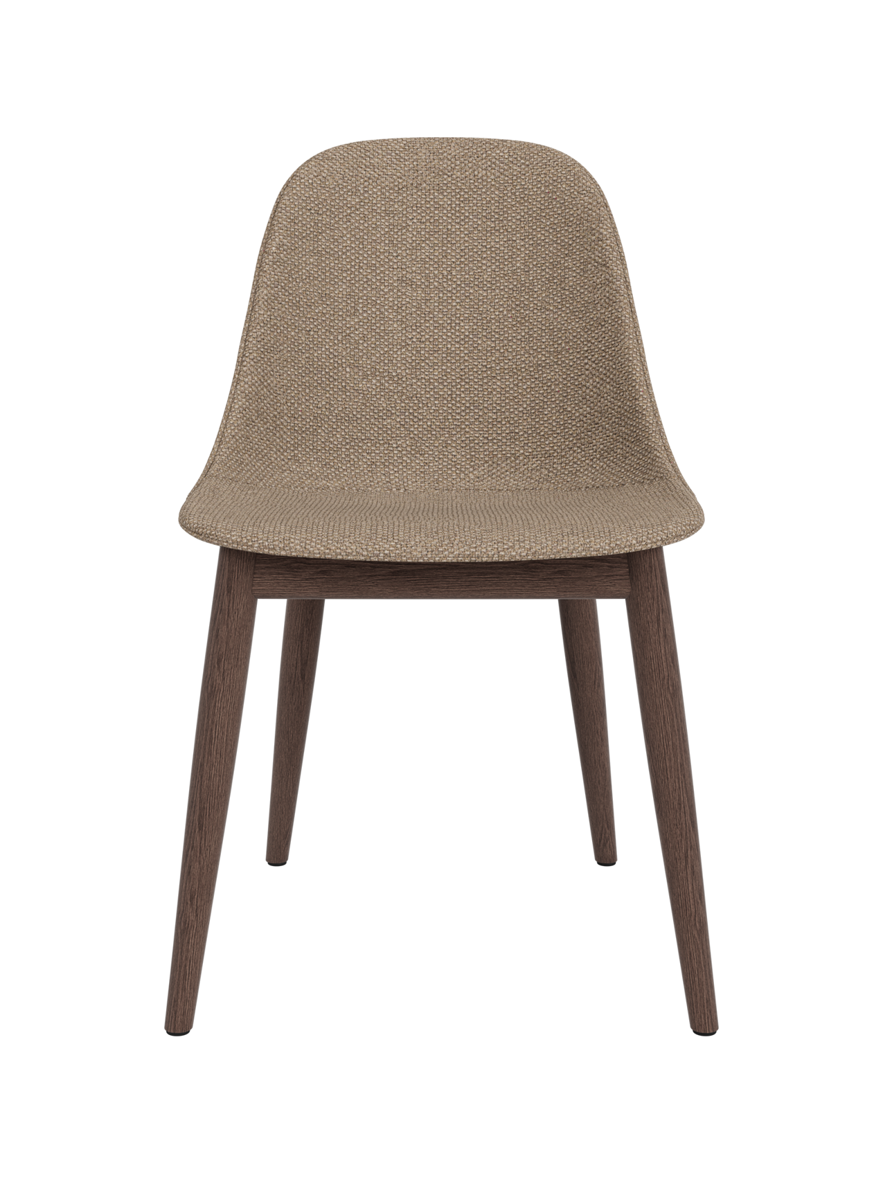 Chaise de salle à manger contemporaine rembourrée, piètement en bois avec coque compacte, pour salle à manger et bureau