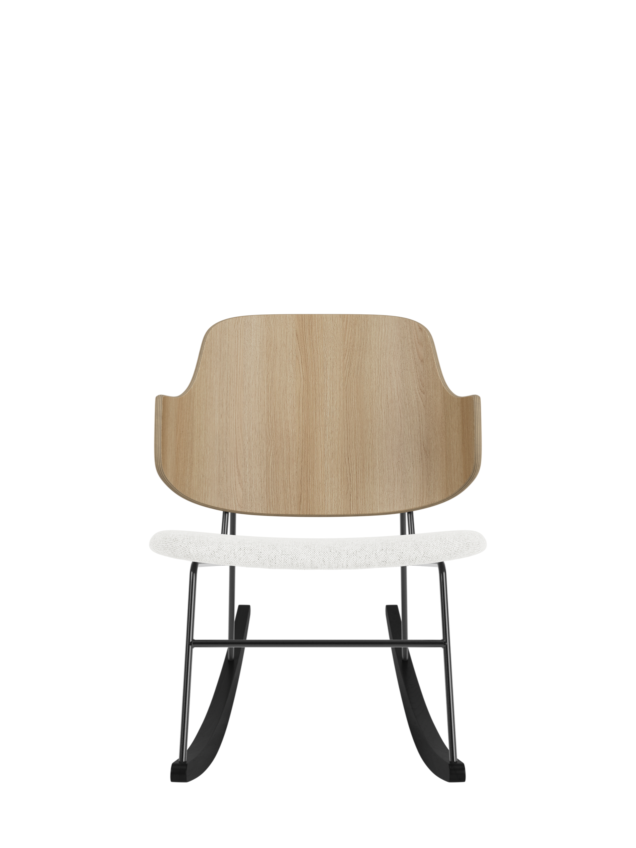 Fauteuil à bascule en placage de chêne avec cadre en acier pour salon et chambre