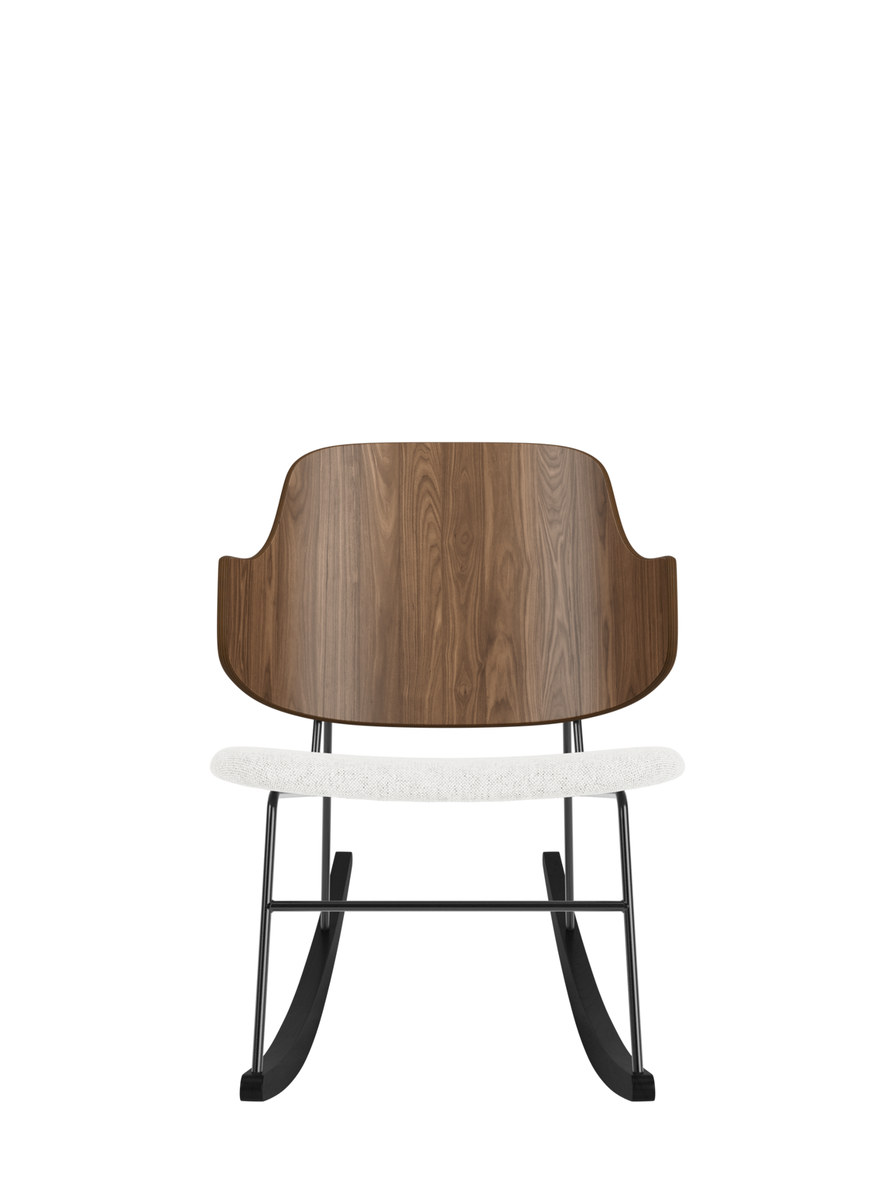 Fauteuil à bascule en placage de chêne avec cadre en acier pour salon et chambre