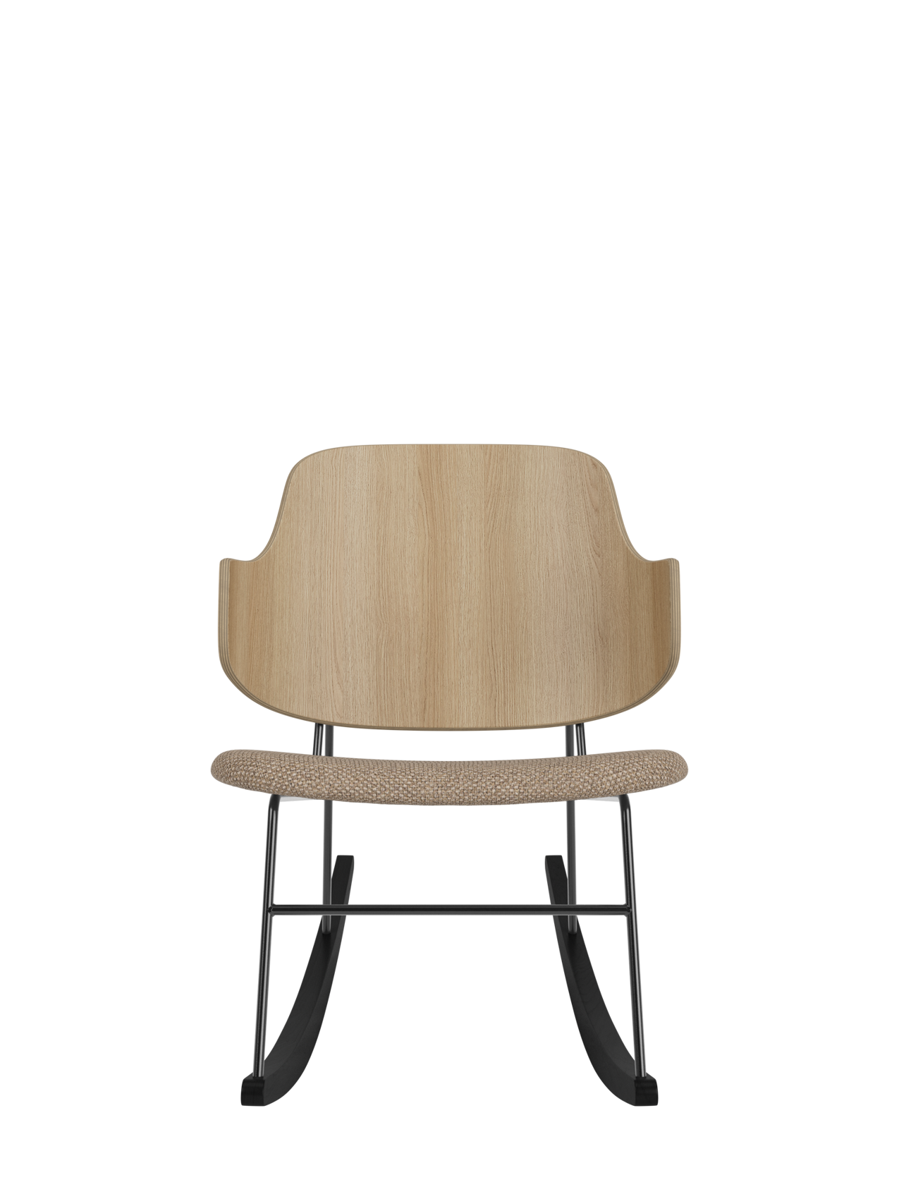Fauteuil à bascule en placage de chêne avec cadre en acier pour salon et chambre
