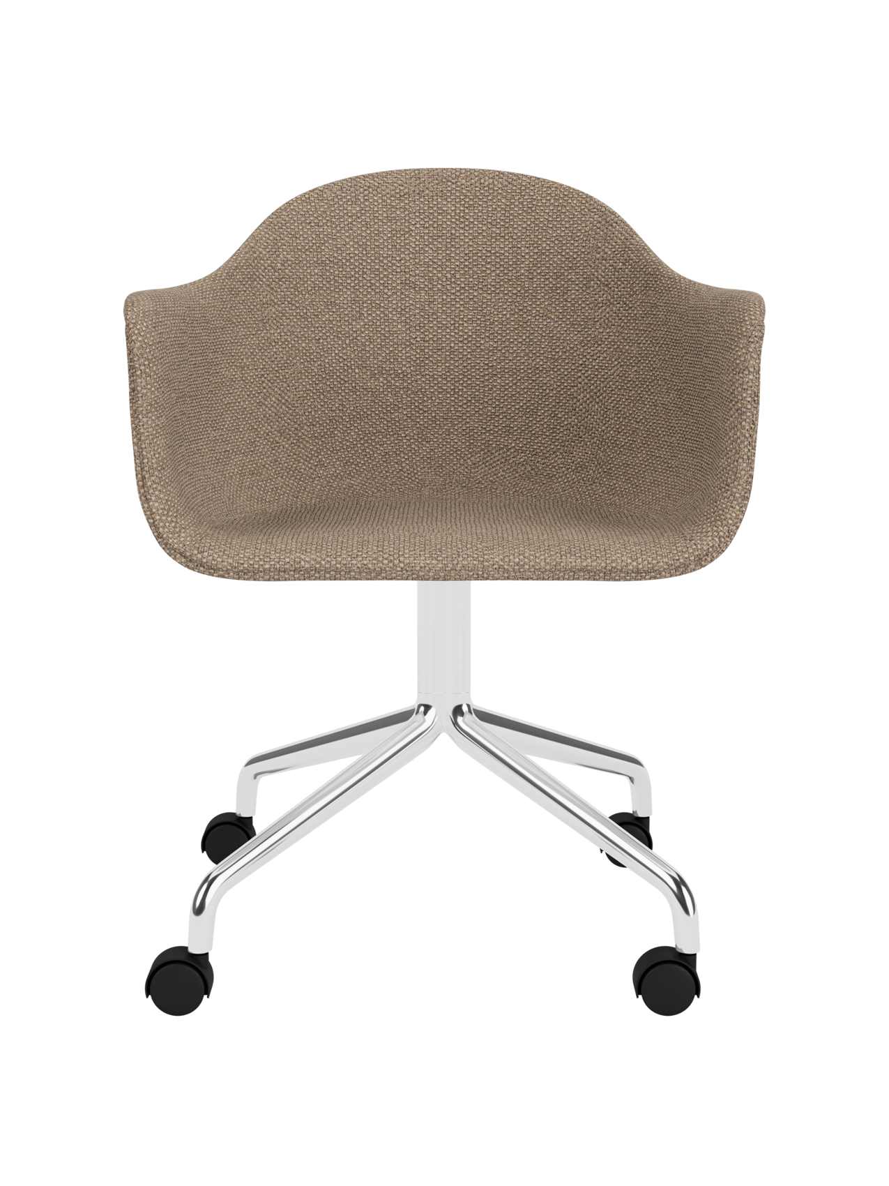 Chaise de salle à manger contemporaine rembourrée, piètement étoile pivotant en aluminium poli avec roulettes pour bureau et salle à manger