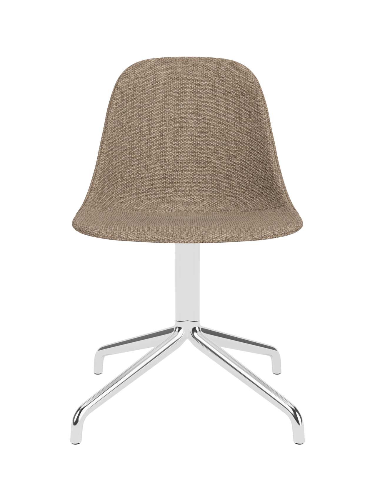 Chaise de salle à manger latérale contemporaine rembourrée avec base pivotante en aluminium poli pour salle à manger et bureau