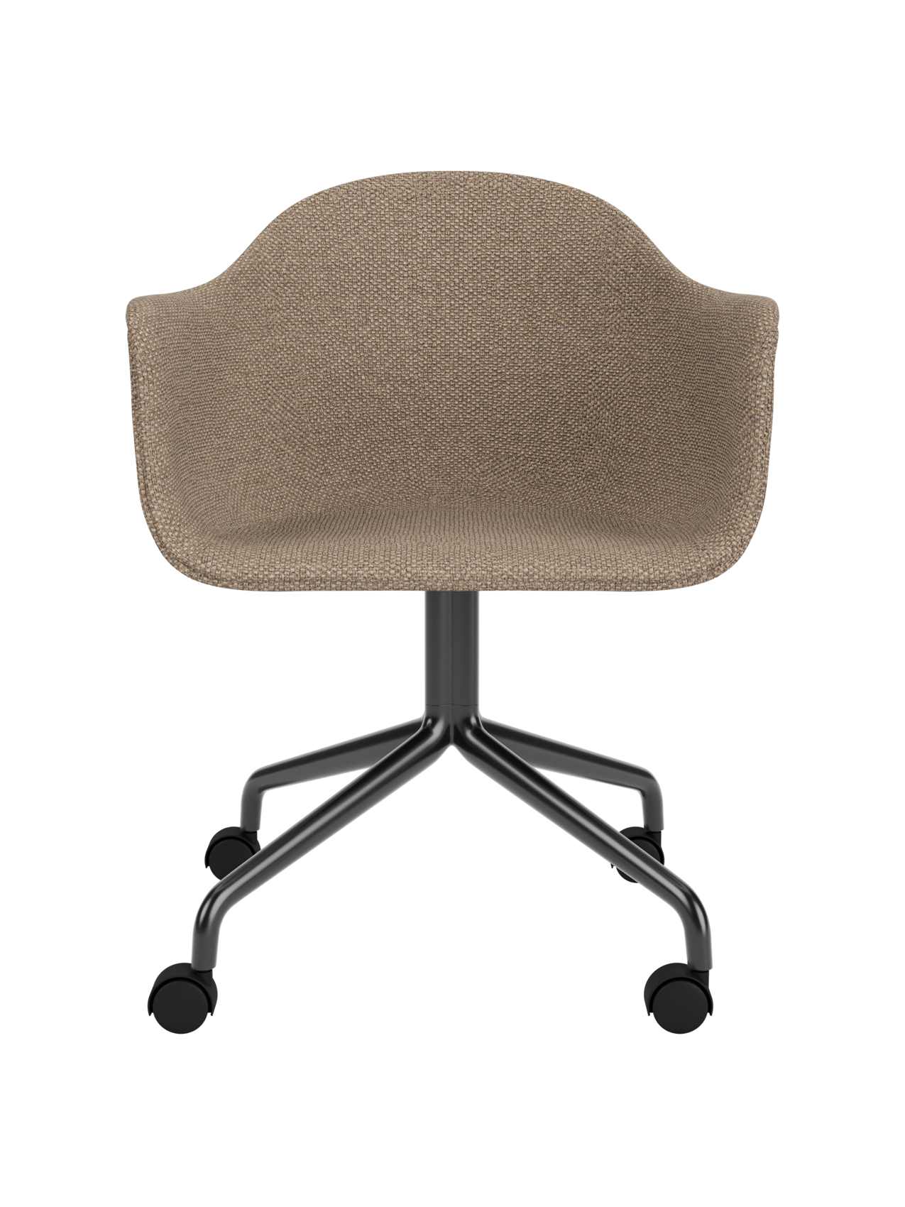 Chaise de salle à manger contemporaine rembourrée, base pivotante noire en étoile avec roulettes pour bureau et salle à manger