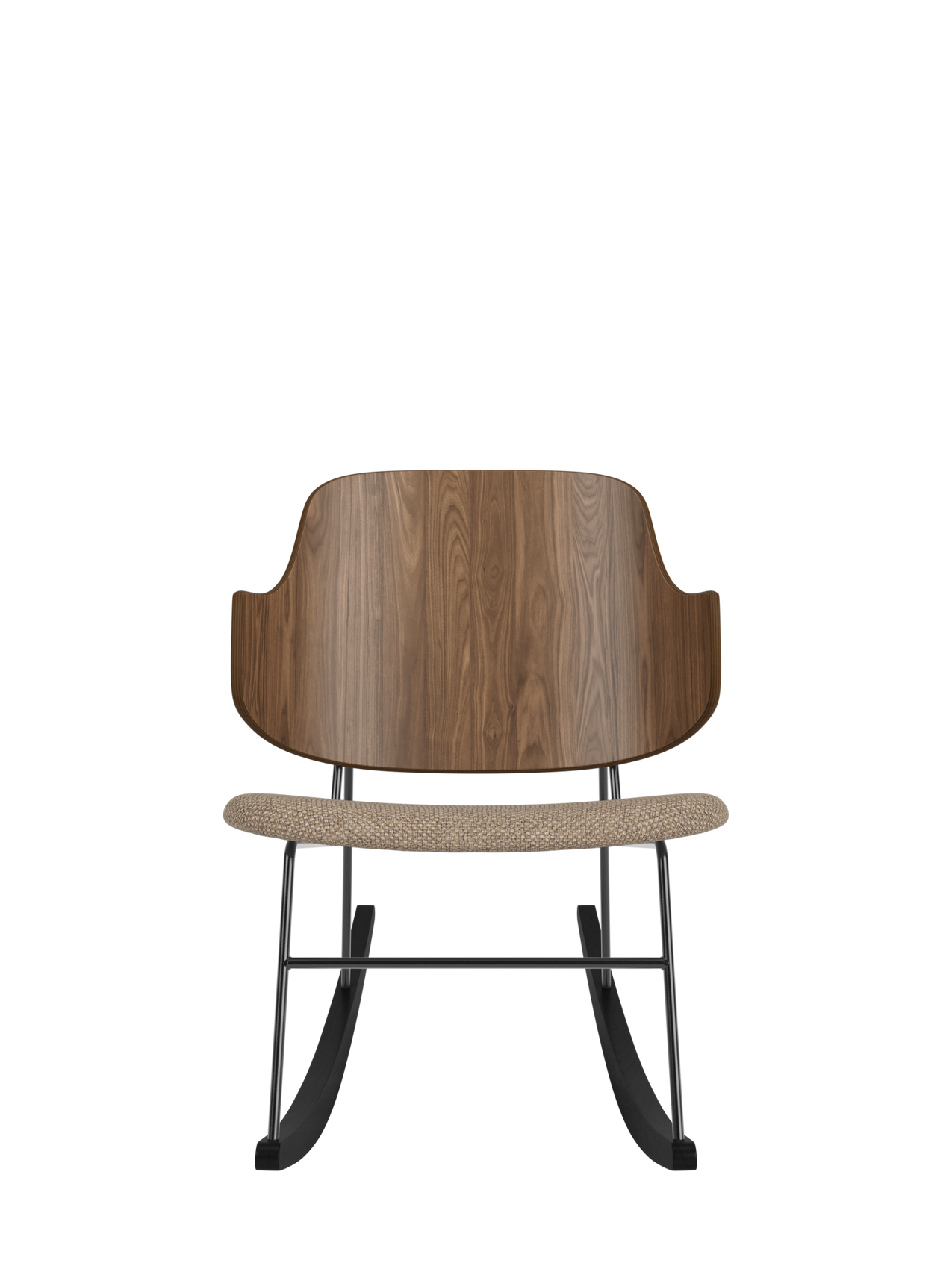 Fauteuil à bascule en placage de chêne avec cadre en acier pour salon et chambre