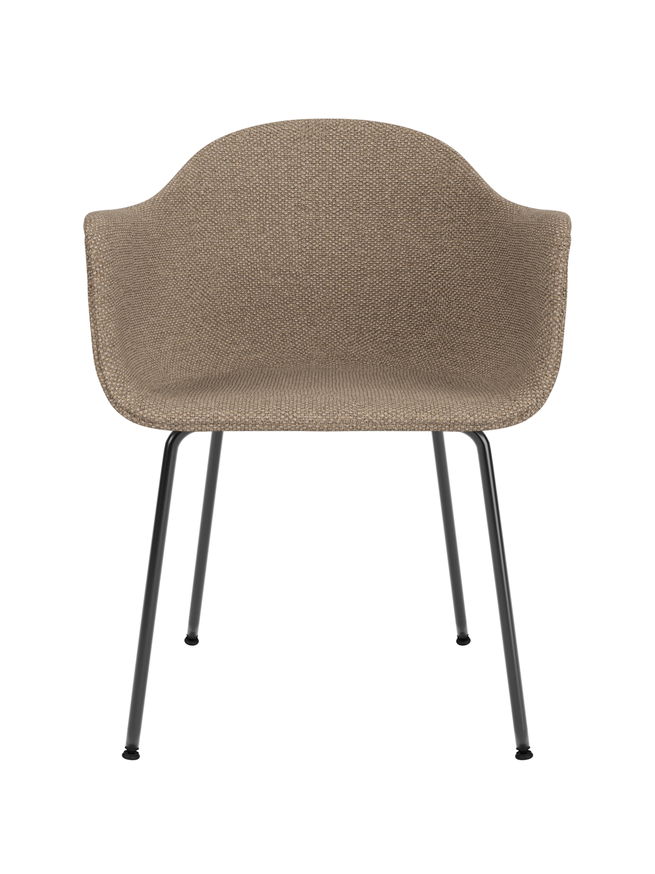 Chaise de salle à manger contemporaine rembourrée, piètement en acier noir avec dossier haut ergonomique pour salle à manger et bureau.