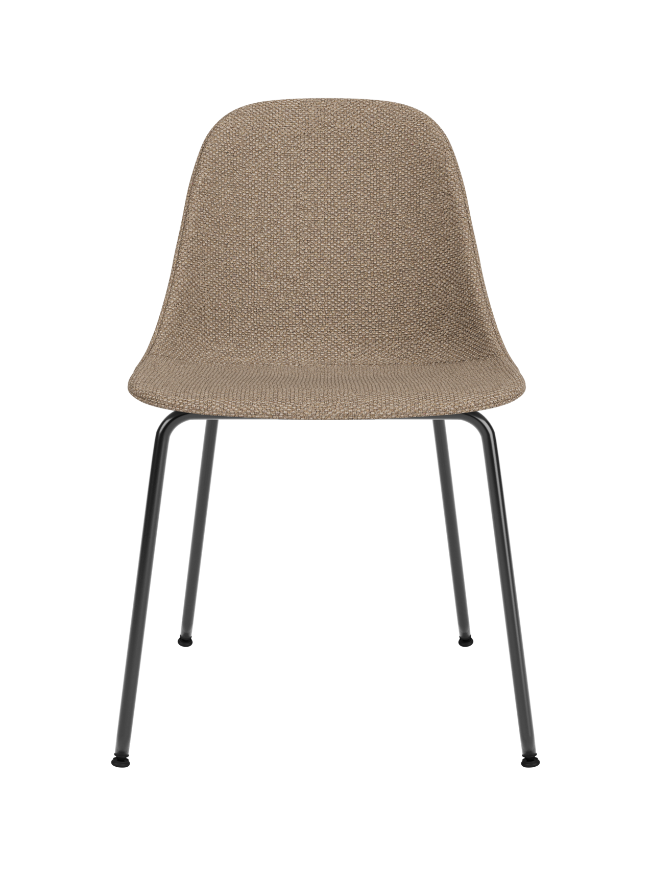 Chaise de salle à manger contemporaine rembourrée, piètement en acier noir avec coque compacte, pour salle à manger et bureau