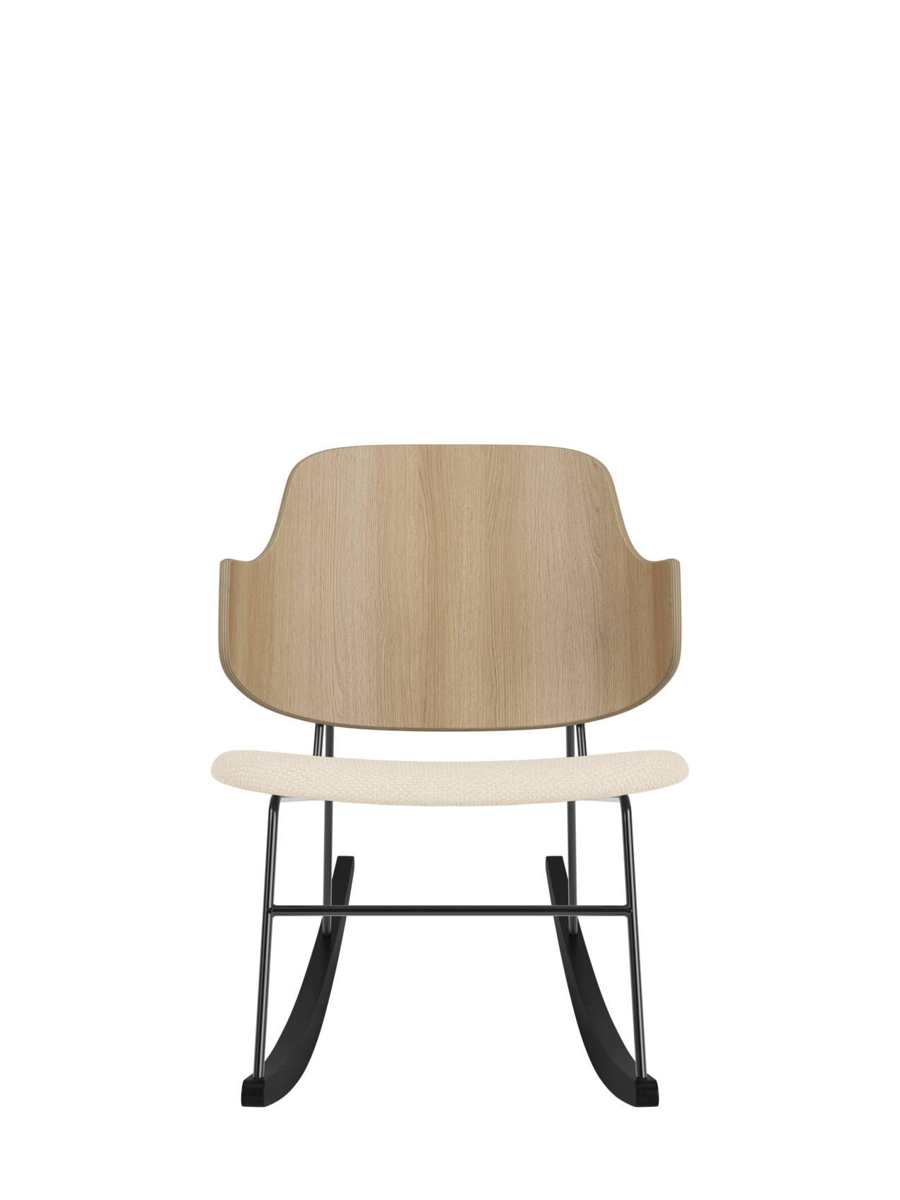 Fauteuil à bascule en placage de chêne avec cadre en acier pour salon et chambre