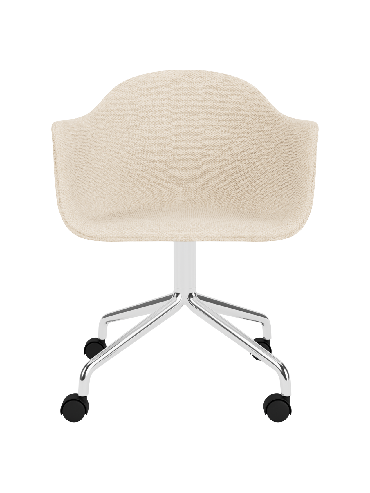 Chaise de salle à manger contemporaine rembourrée, piètement étoile pivotant en aluminium poli avec roulettes pour bureau et salle à manger