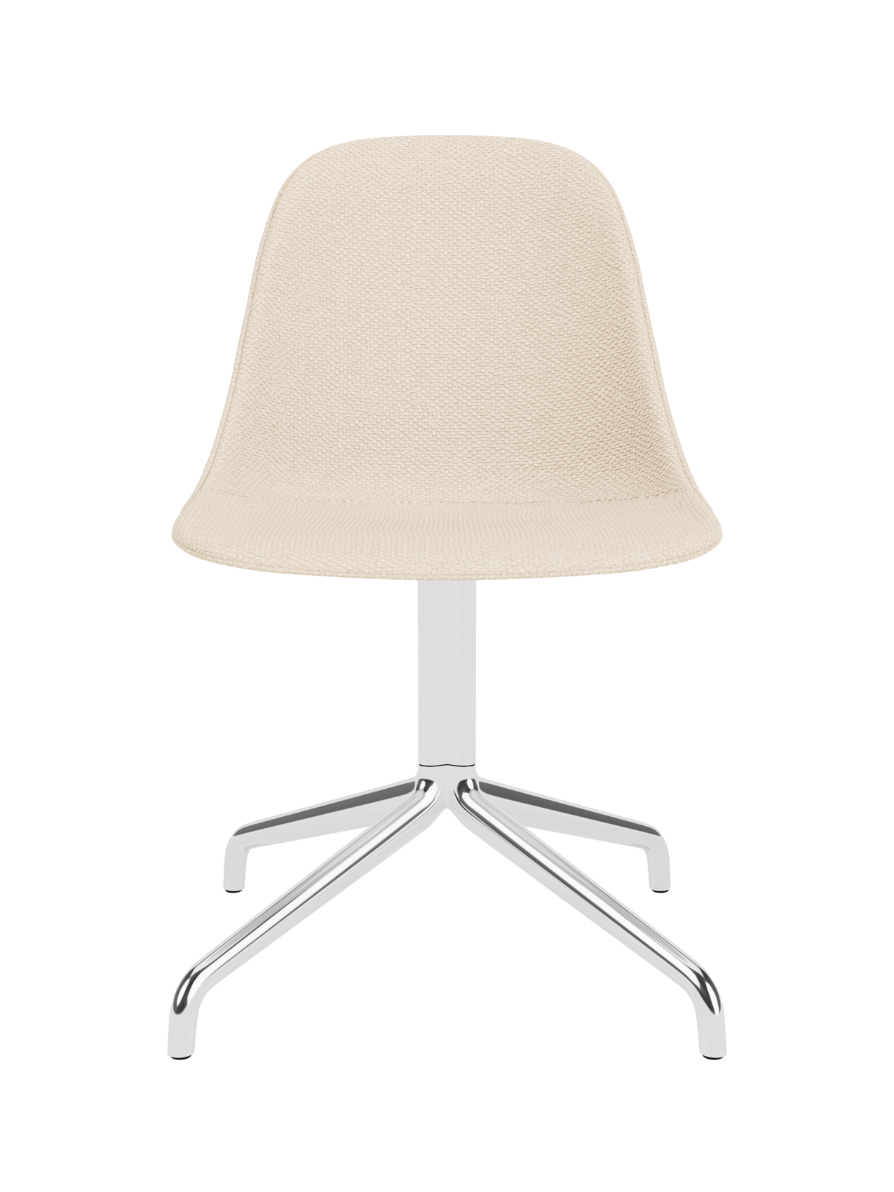 Chaise de salle à manger latérale contemporaine rembourrée avec base pivotante en aluminium poli pour salle à manger et bureau