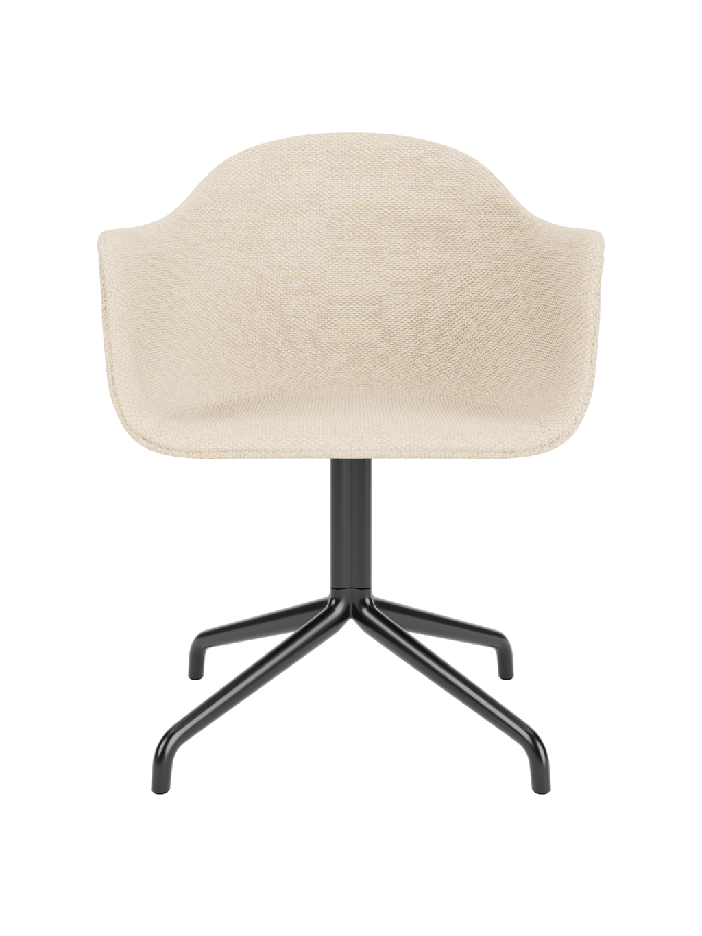 Chaise de salle à manger contemporaine rembourrée, piétement étoile pivotant noir, avec coque ergonomique, pour salle à manger et bureau