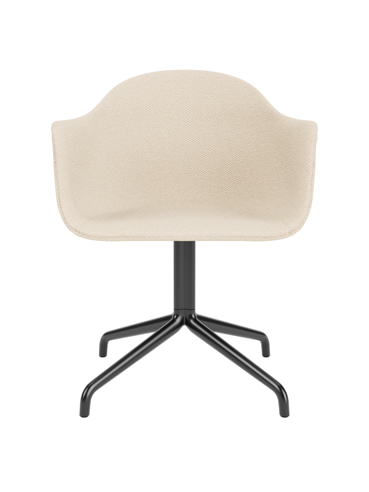 Chaise de salle à manger contemporaine rembourrée, piétement étoile pivotant noir, avec coque ergonomique, pour salle à manger et bureau