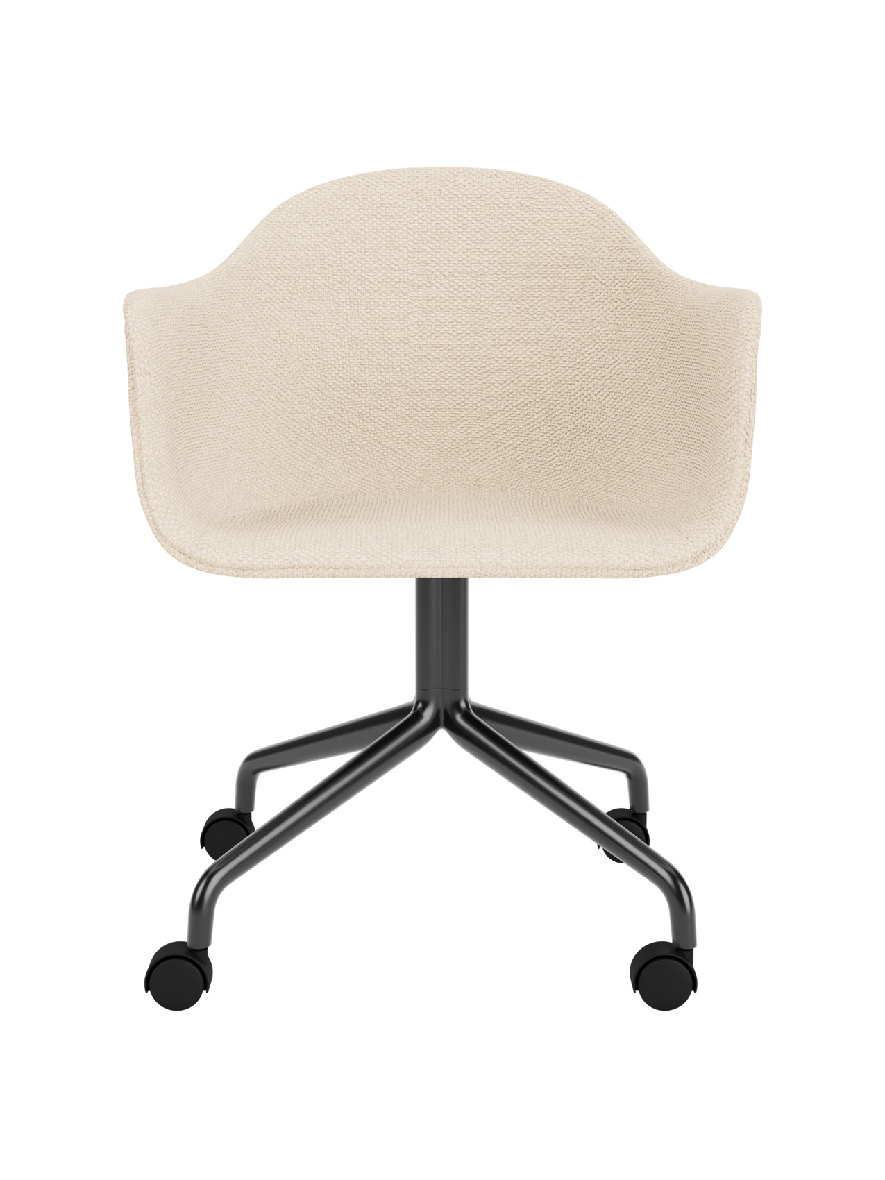 Chaise de salle à manger contemporaine rembourrée, base pivotante noire en étoile avec roulettes pour bureau et salle à manger