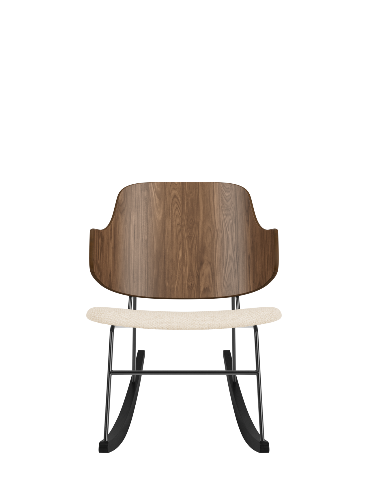Fauteuil à bascule en placage de chêne avec cadre en acier pour salon et chambre