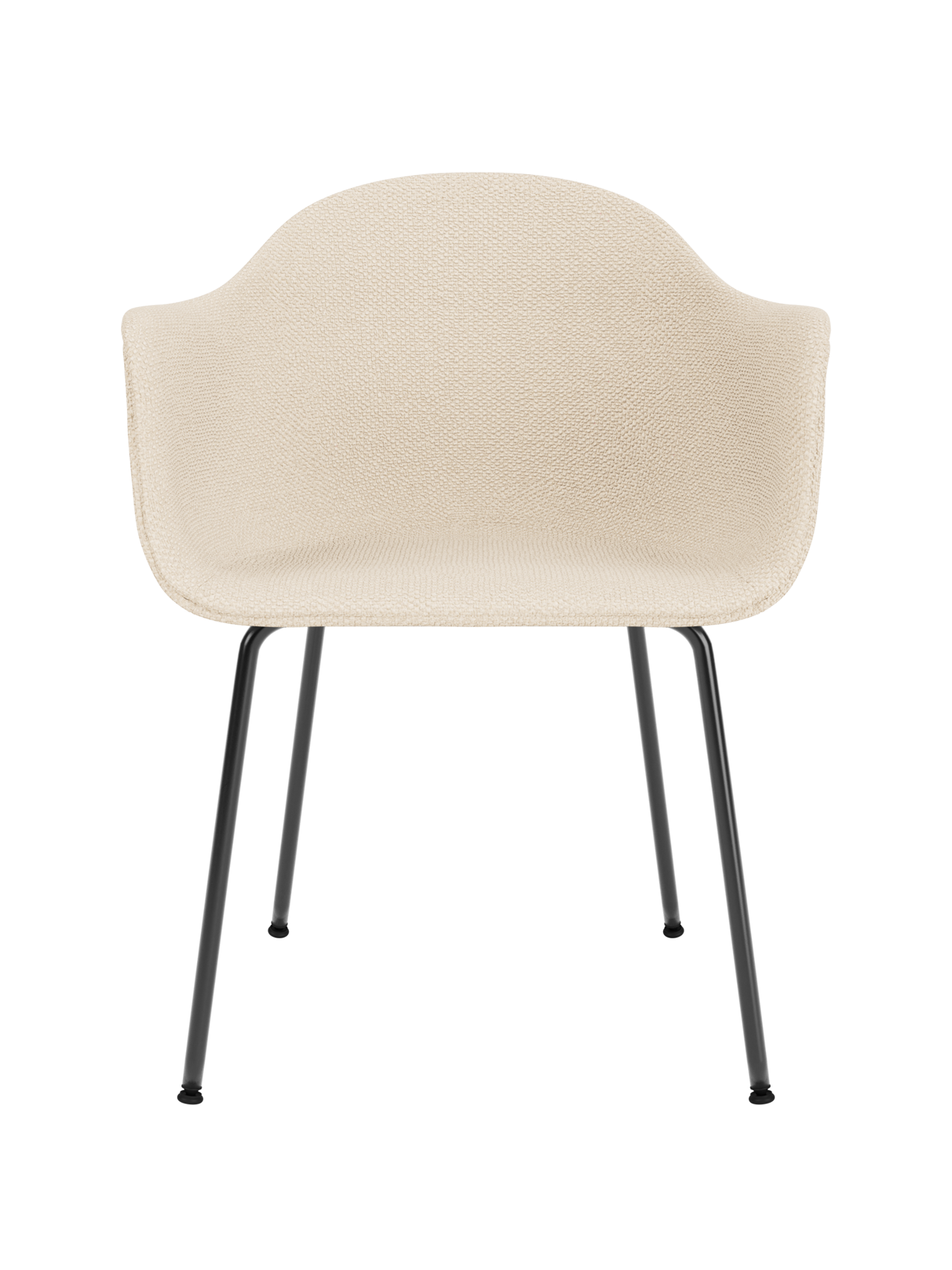 Chaise de salle à manger contemporaine rembourrée, piètement en acier noir avec dossier haut ergonomique pour salle à manger et bureau.