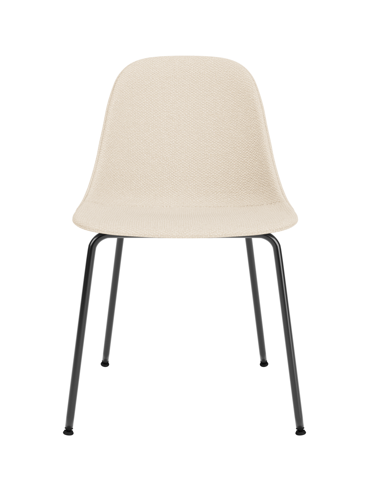Chaise de salle à manger contemporaine rembourrée, piètement en acier noir avec coque compacte, pour salle à manger et bureau