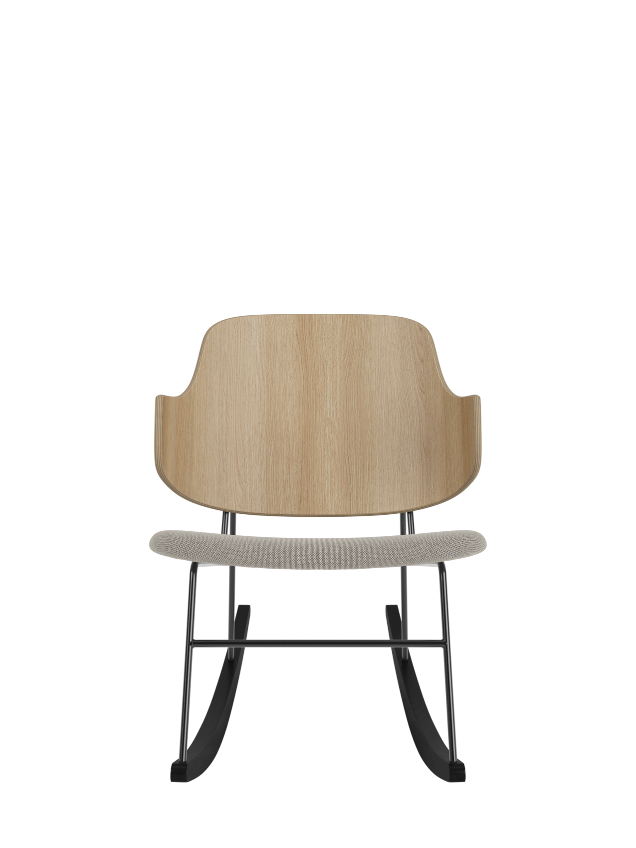 Fauteuil à bascule en placage de chêne avec cadre en acier pour salon et chambre