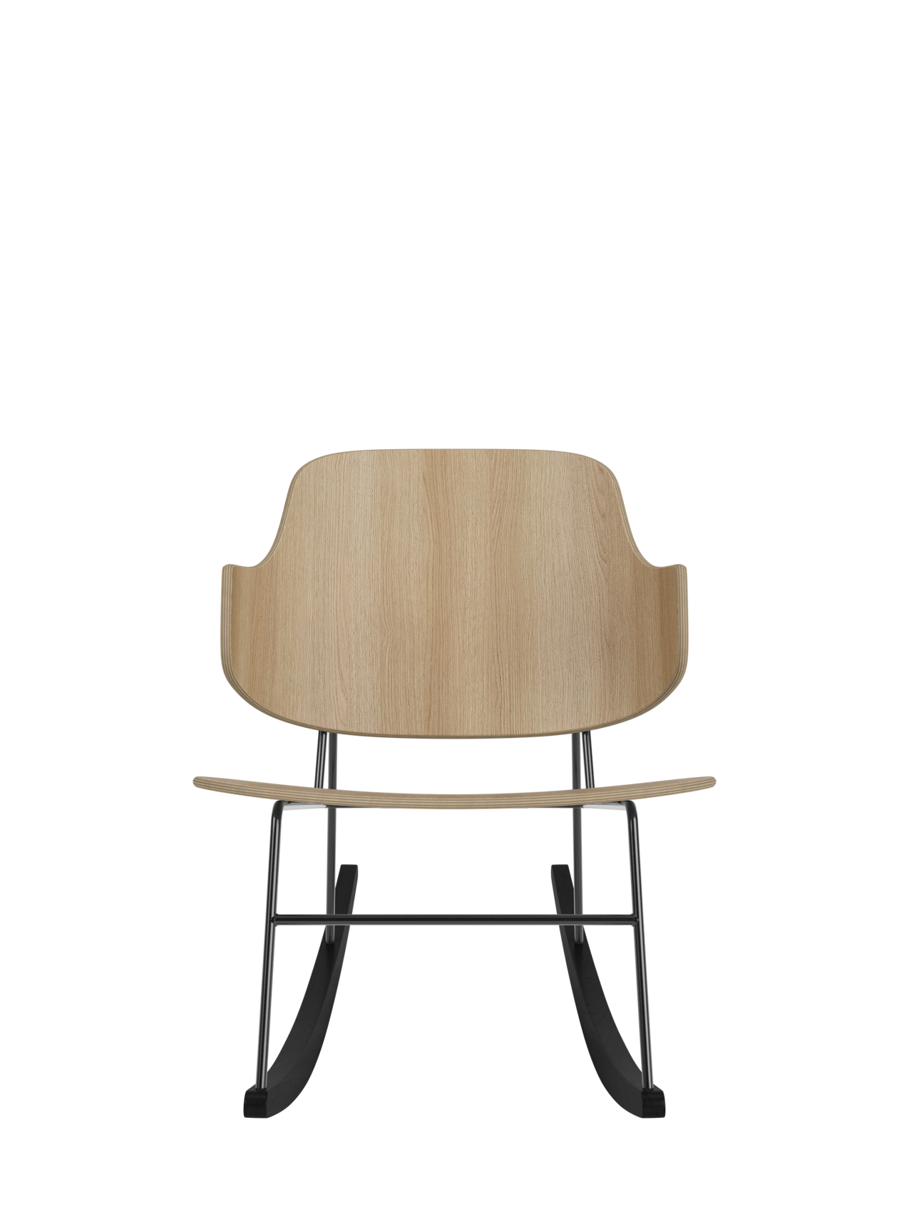 Fauteuil à bascule en placage de chêne avec cadre en acier pour salon et chambre